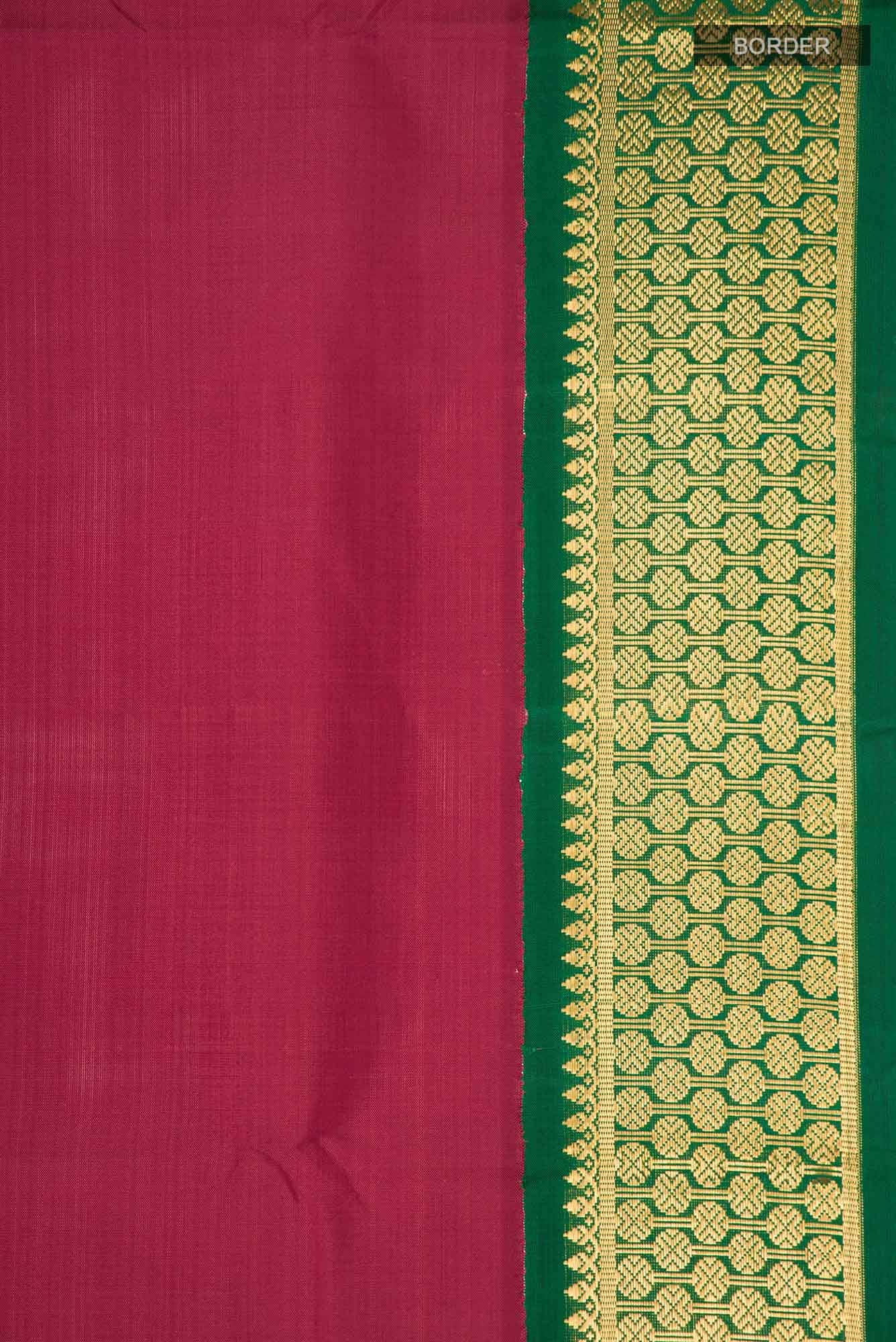 Pure Silk Pure Zari Pink Kanchipuram Nine Yards Saree