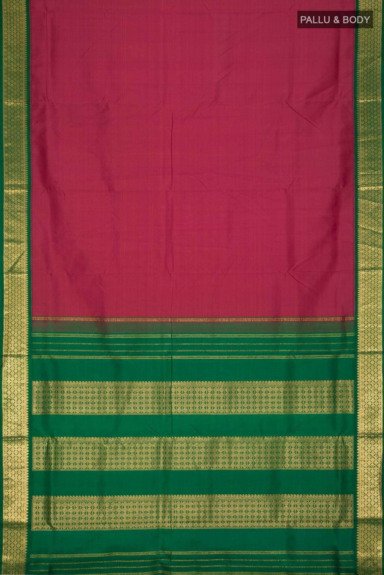 Pure Silk Pure Zari Pink Kanchipuram Nine Yards Saree