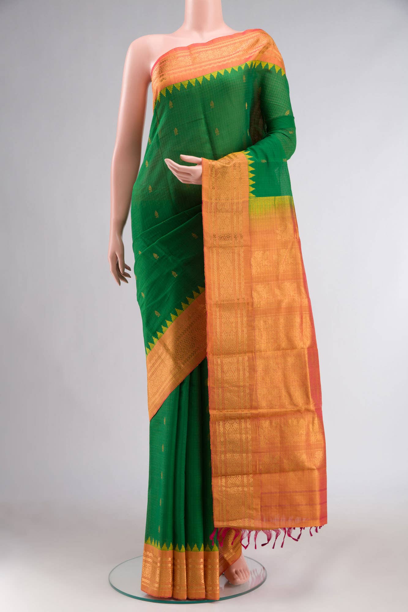 Green Gadwal Silk Cotton Saree