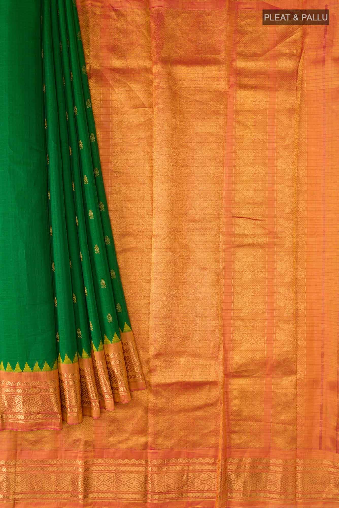 Green Gadwal Silk Cotton Saree