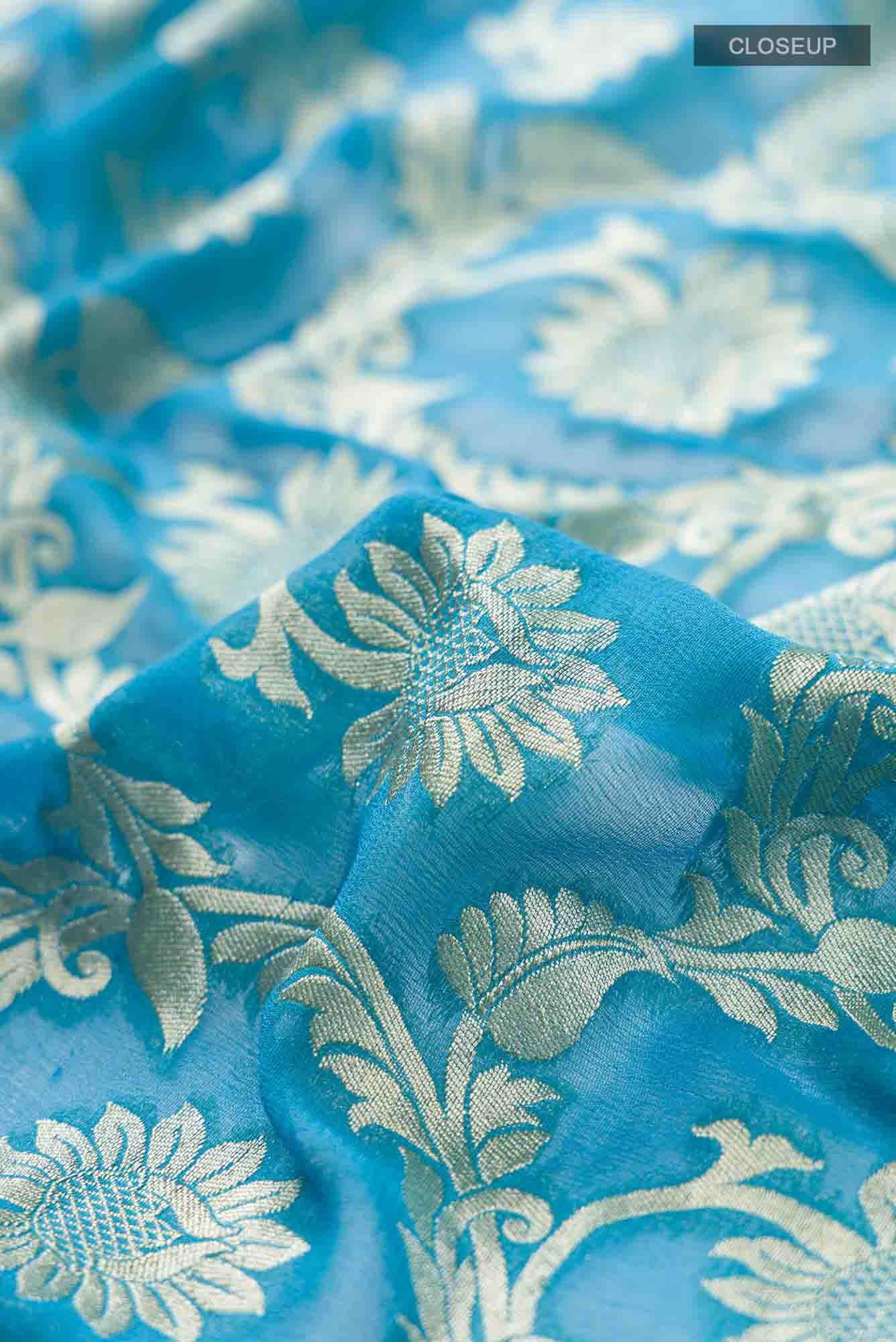 Blue Banarasi Georgette Saree