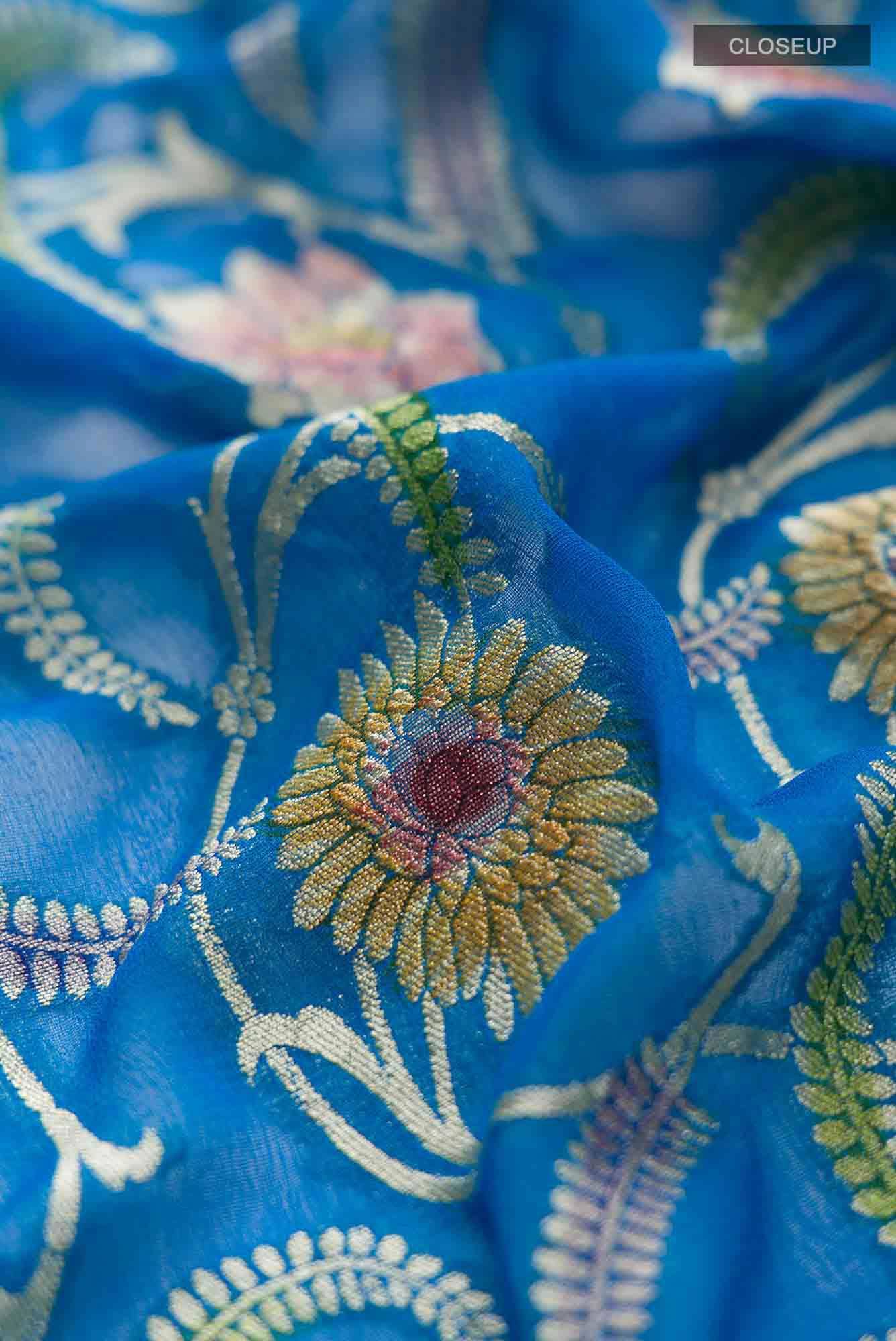 Blue Banarasi Georgette Saree