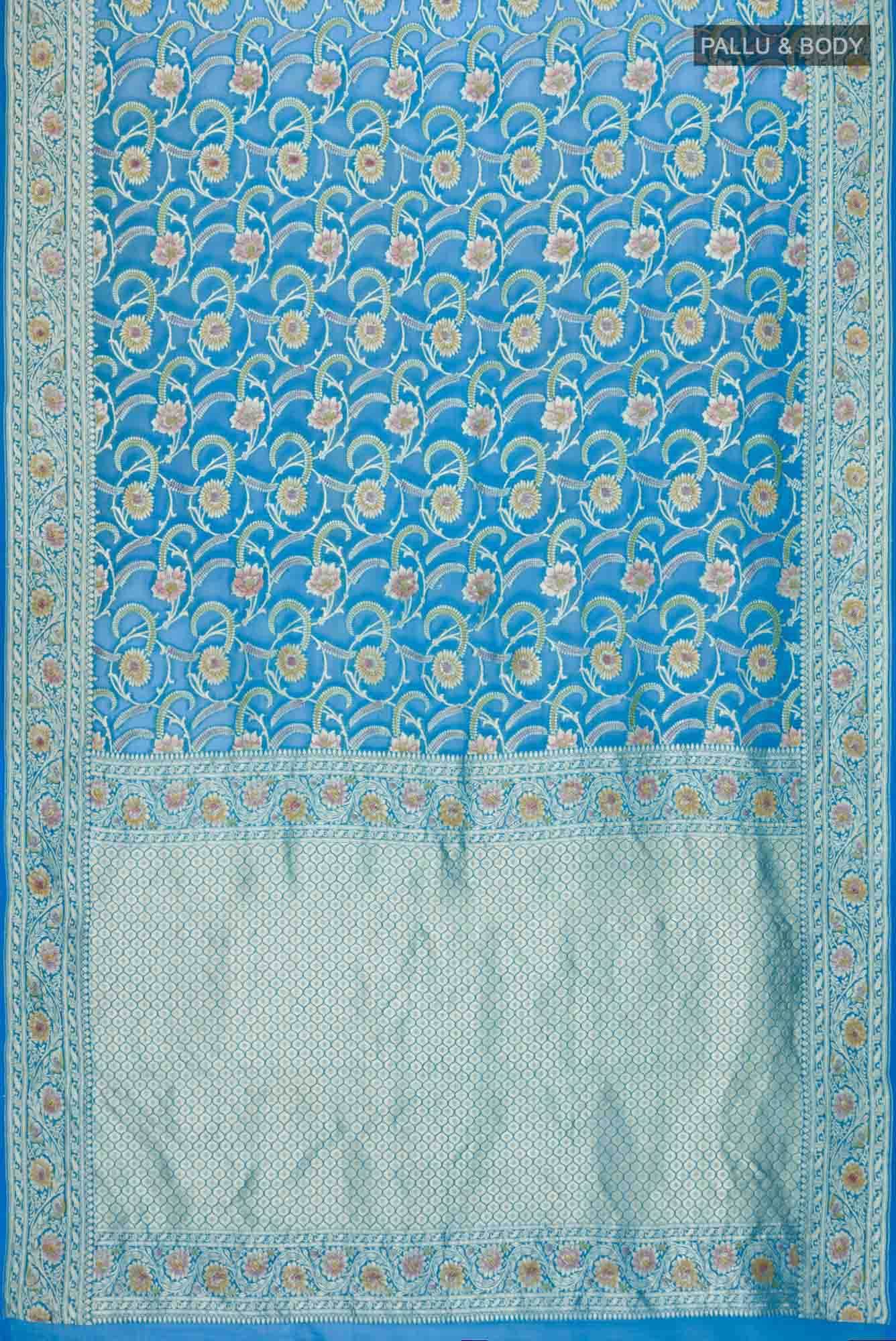 Blue Banarasi Georgette Saree