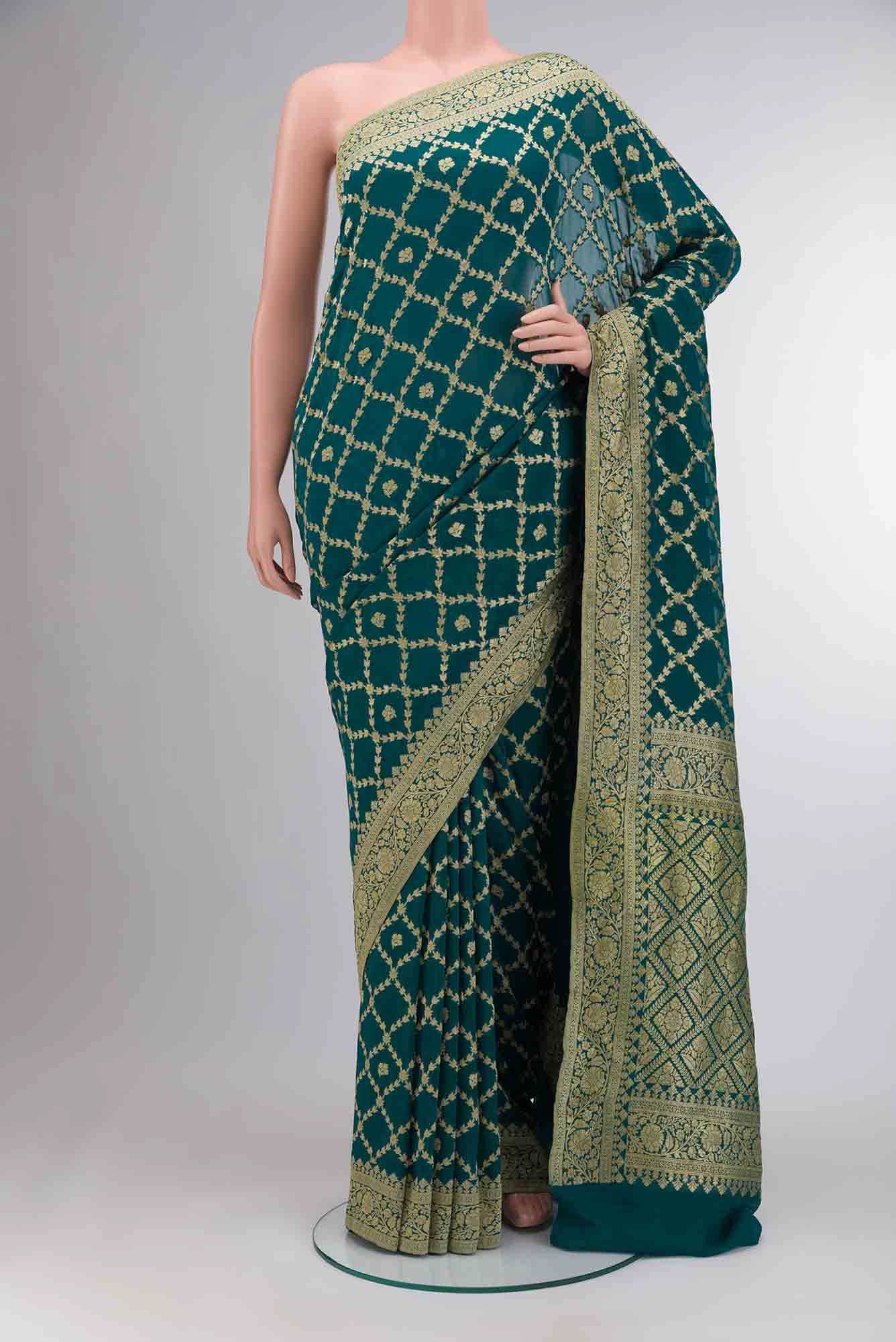 Blue Banarasi Georgette Saree