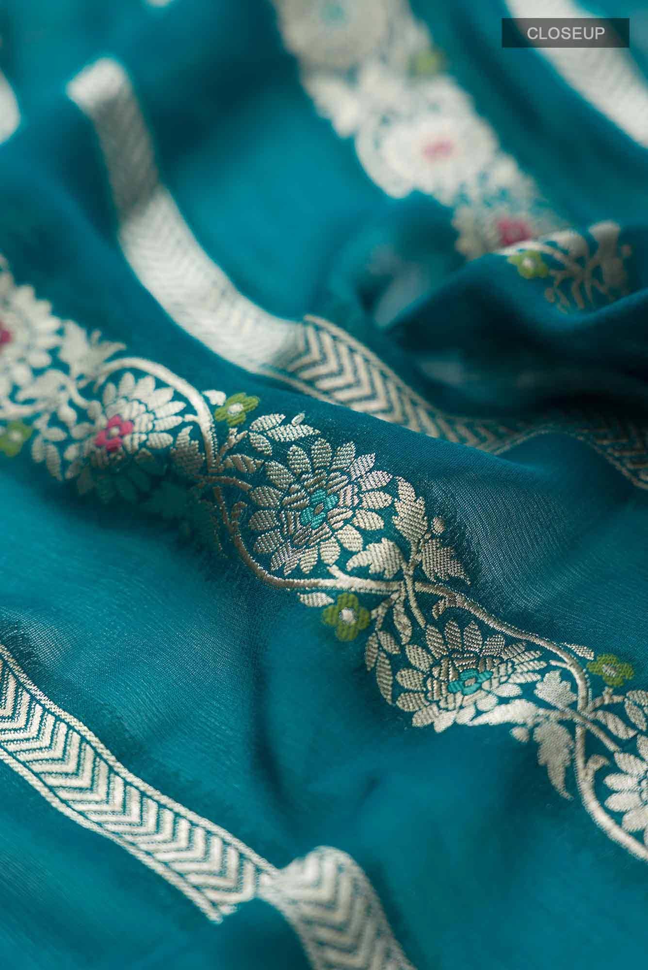 Blue Banarasi Georgette Saree