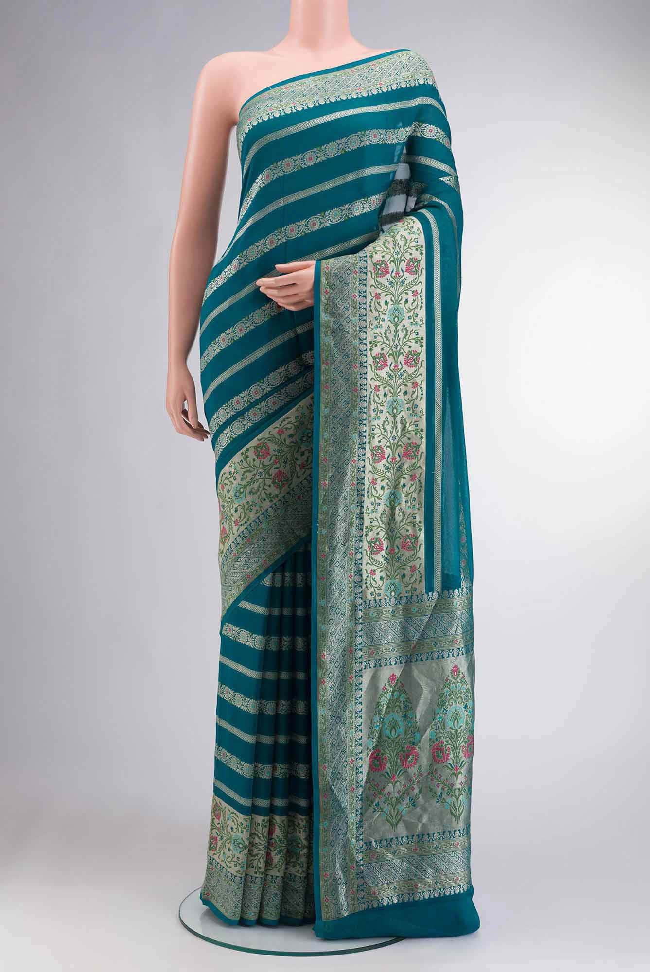 Blue Banarasi Georgette Saree