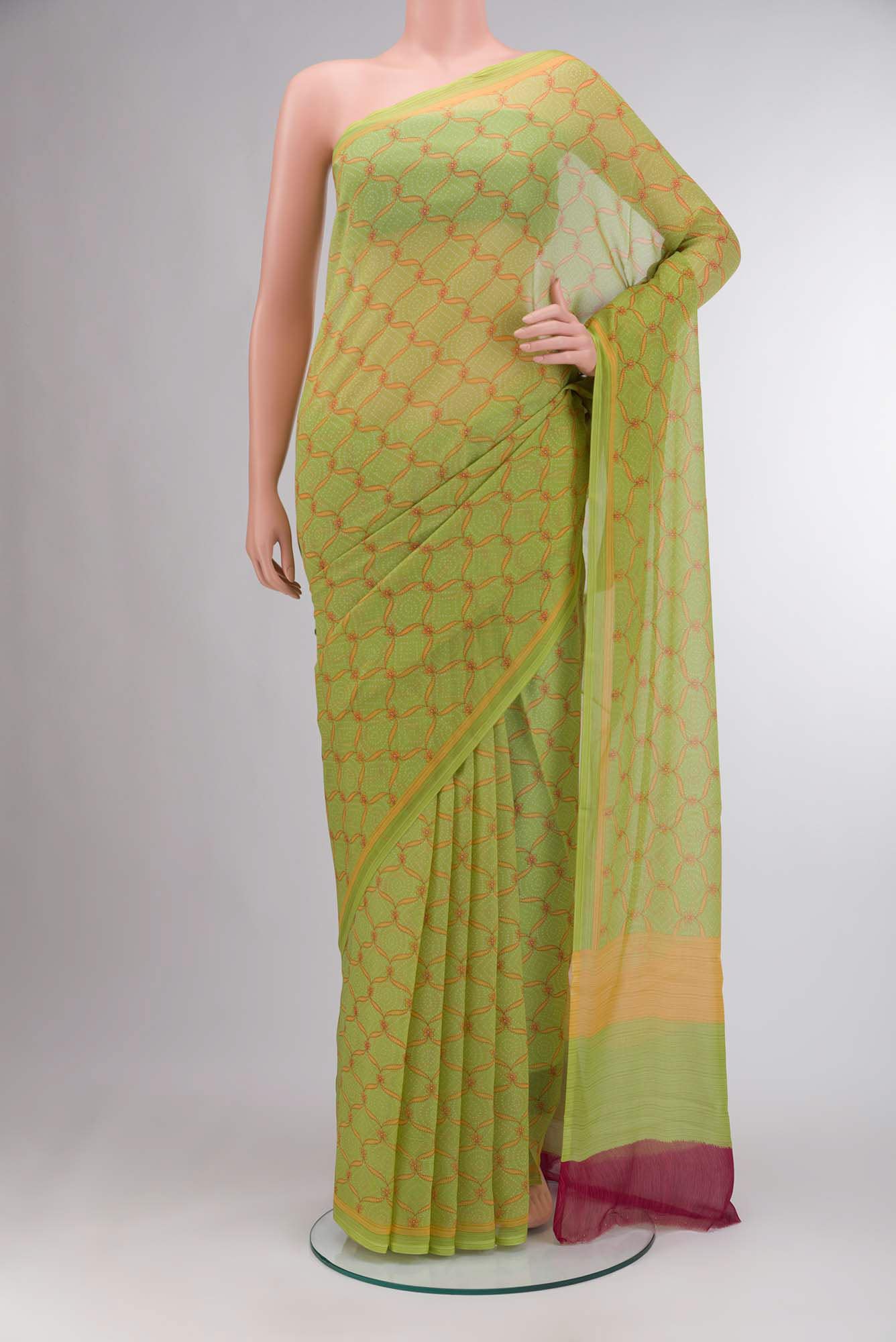 Green Chiffon Saree