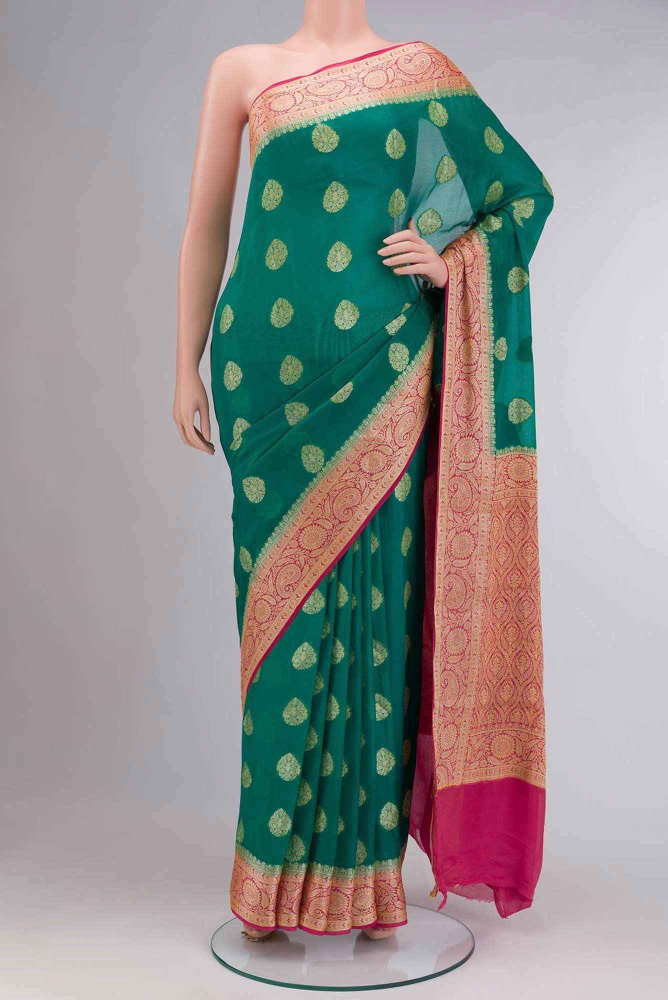 Green Banarasi Georgette Saree