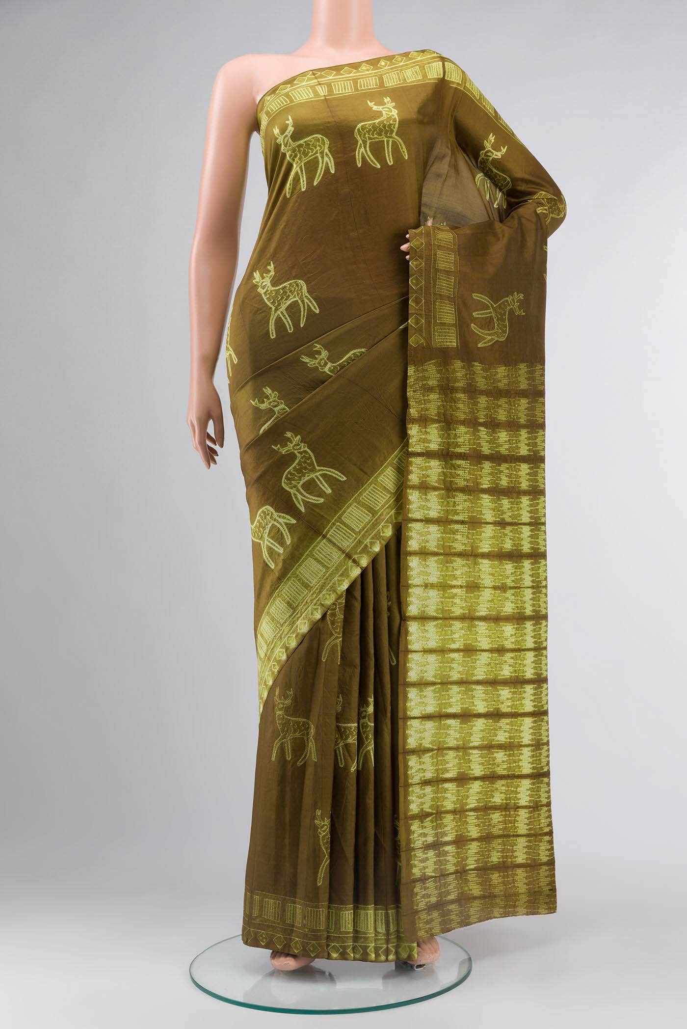 Green Bhagalpuri Tussar Silk Saree