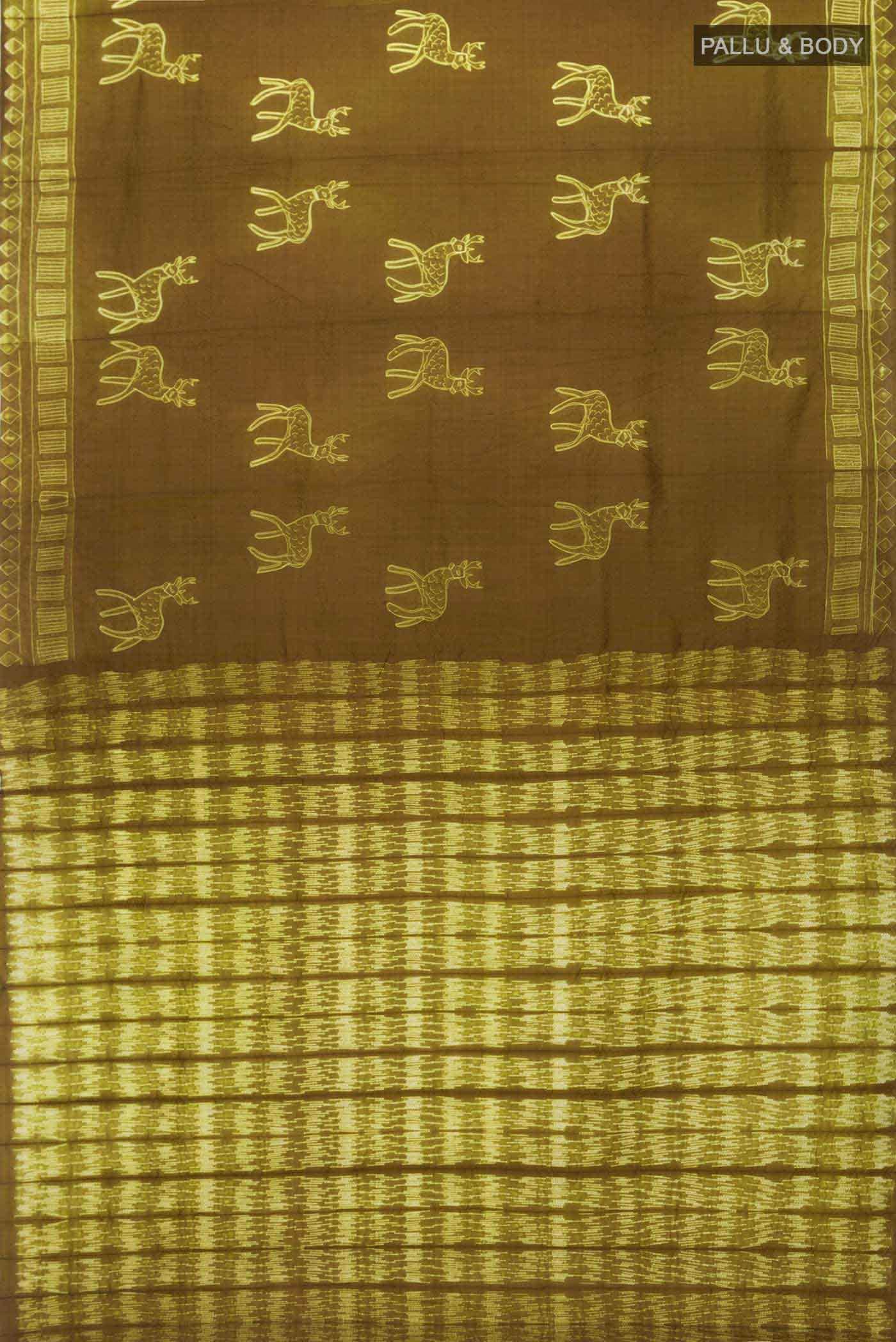 Green Bhagalpuri Tussar Silk Saree