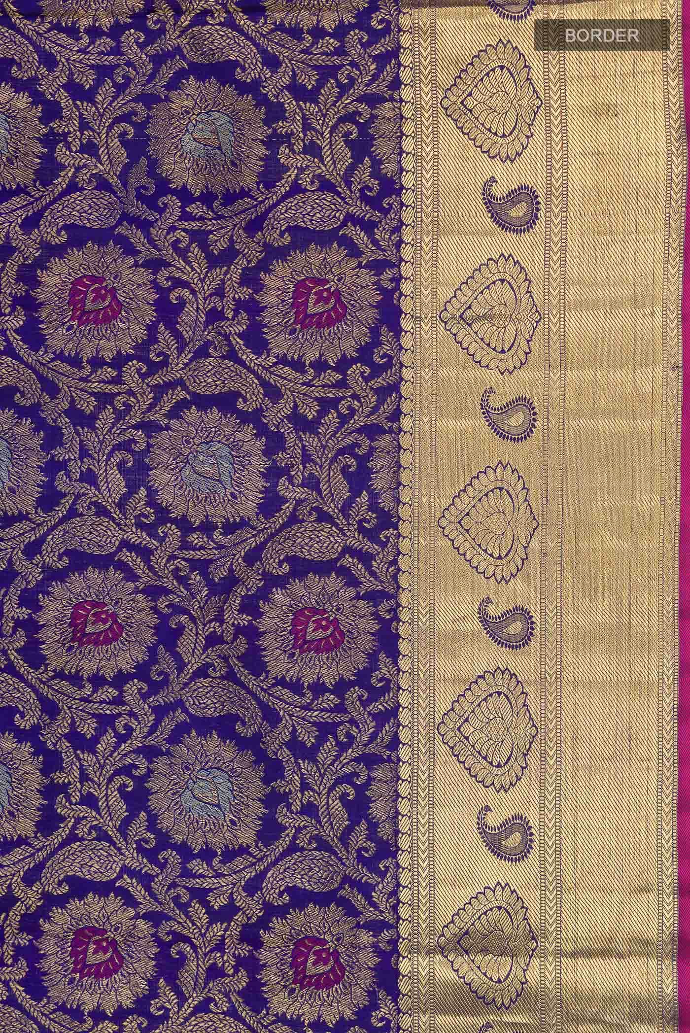 Pure Silk Pure Zari Blue Kanchipuram Saree