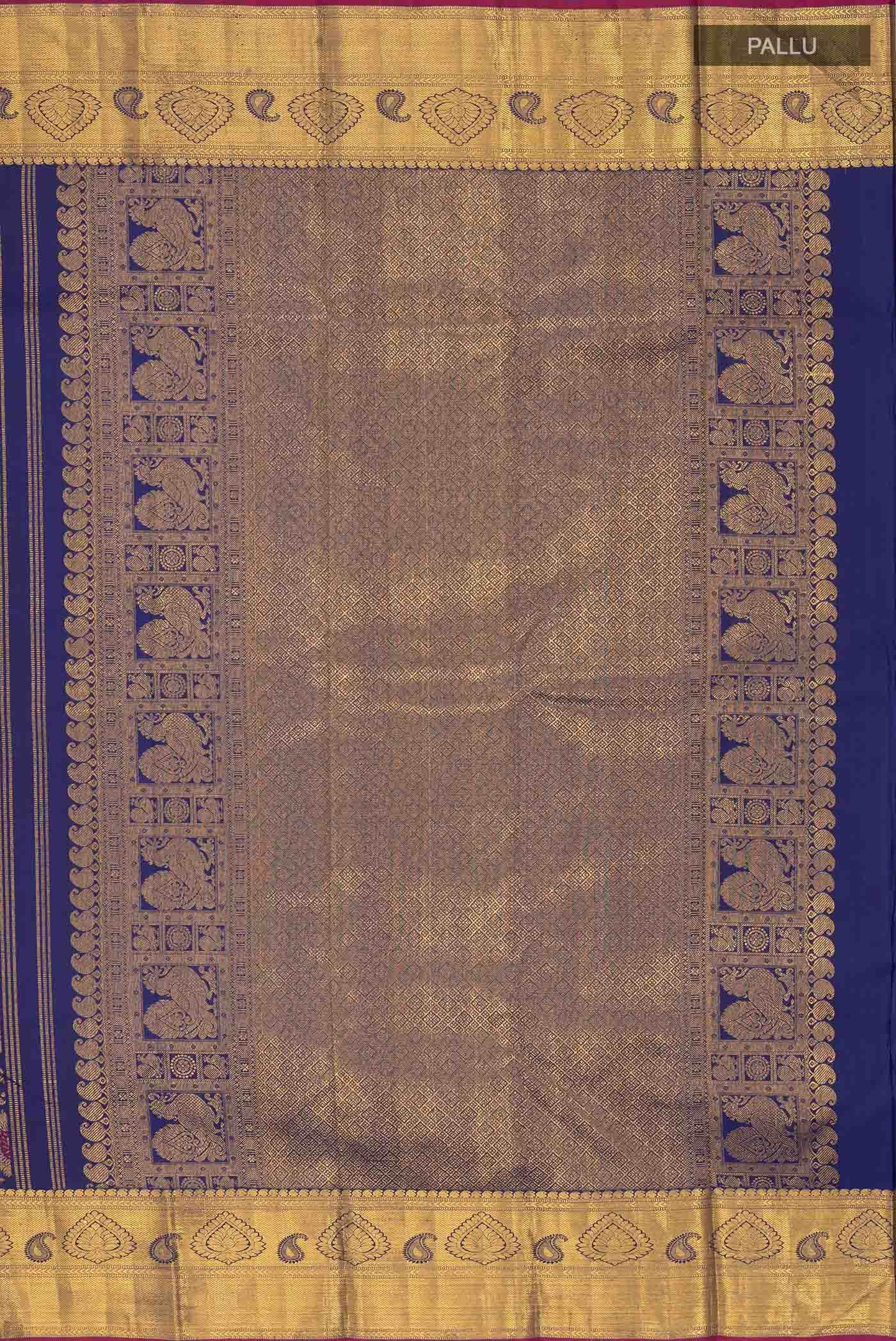 Pure Silk Pure Zari Blue Kanchipuram Saree