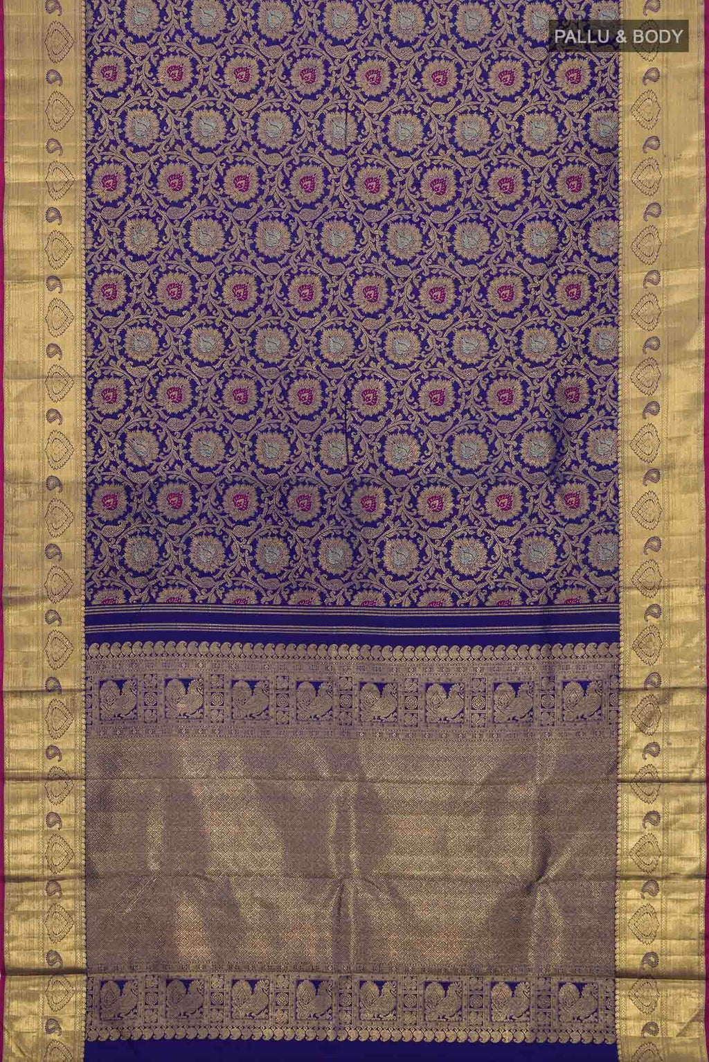Pure Silk Pure Zari Blue Kanchipuram Saree