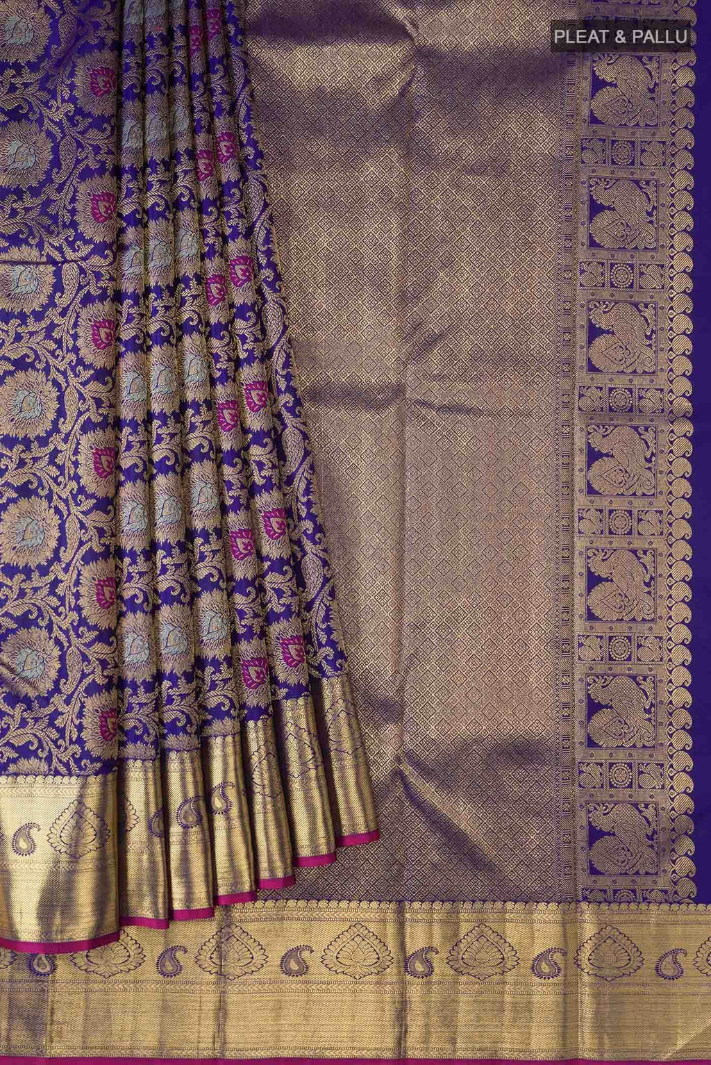 Pure Silk Pure Zari Blue Kanchipuram Saree
