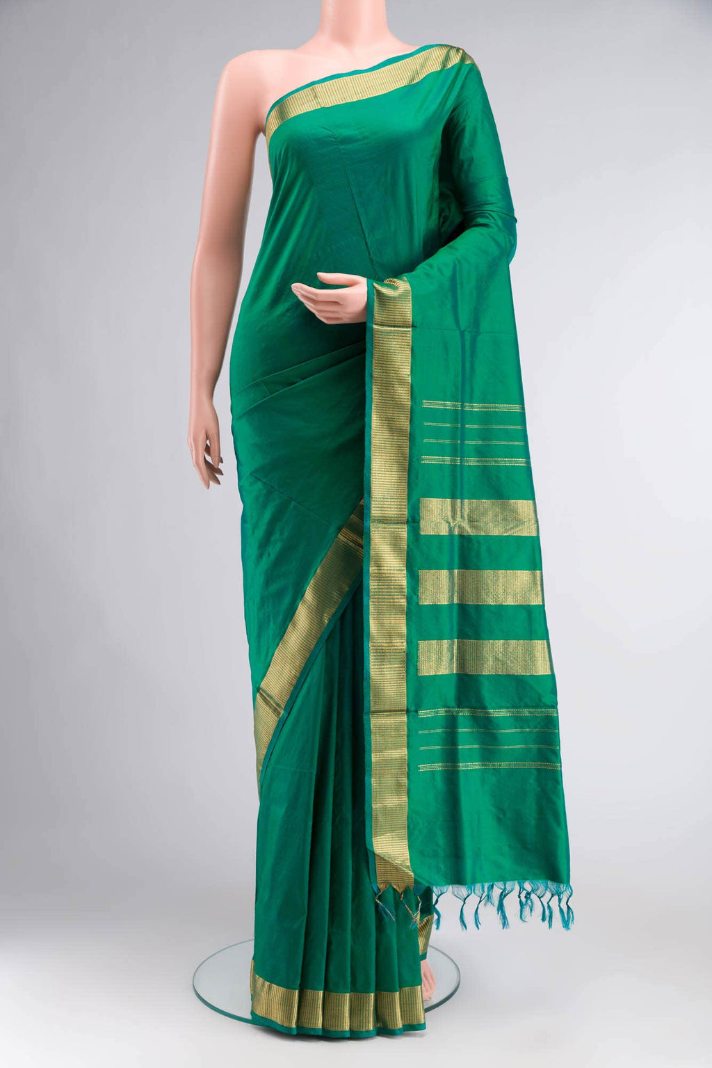Green Kanchipuram Silk Nine Yards Saree