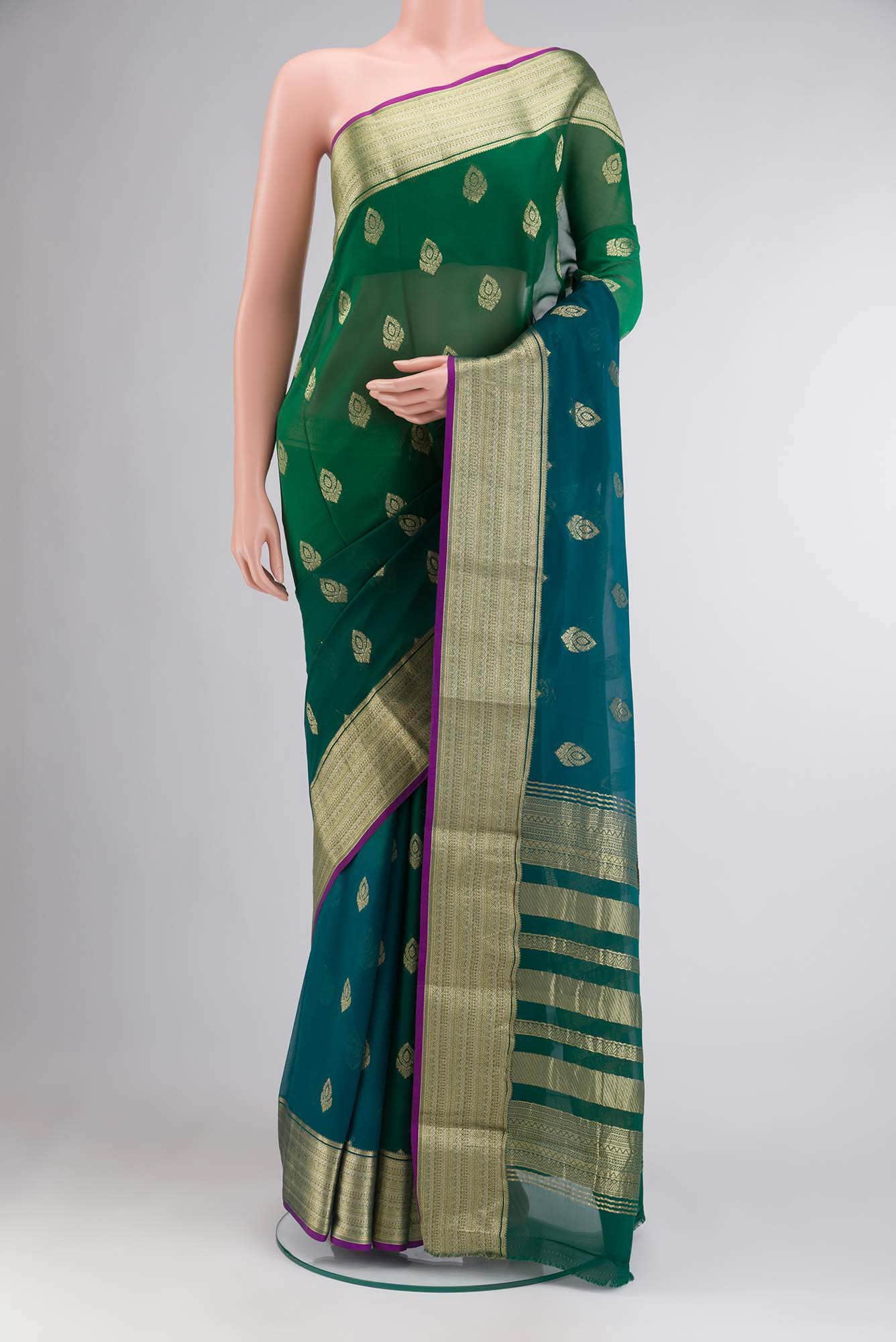 Blue Banarasi Georgette Saree