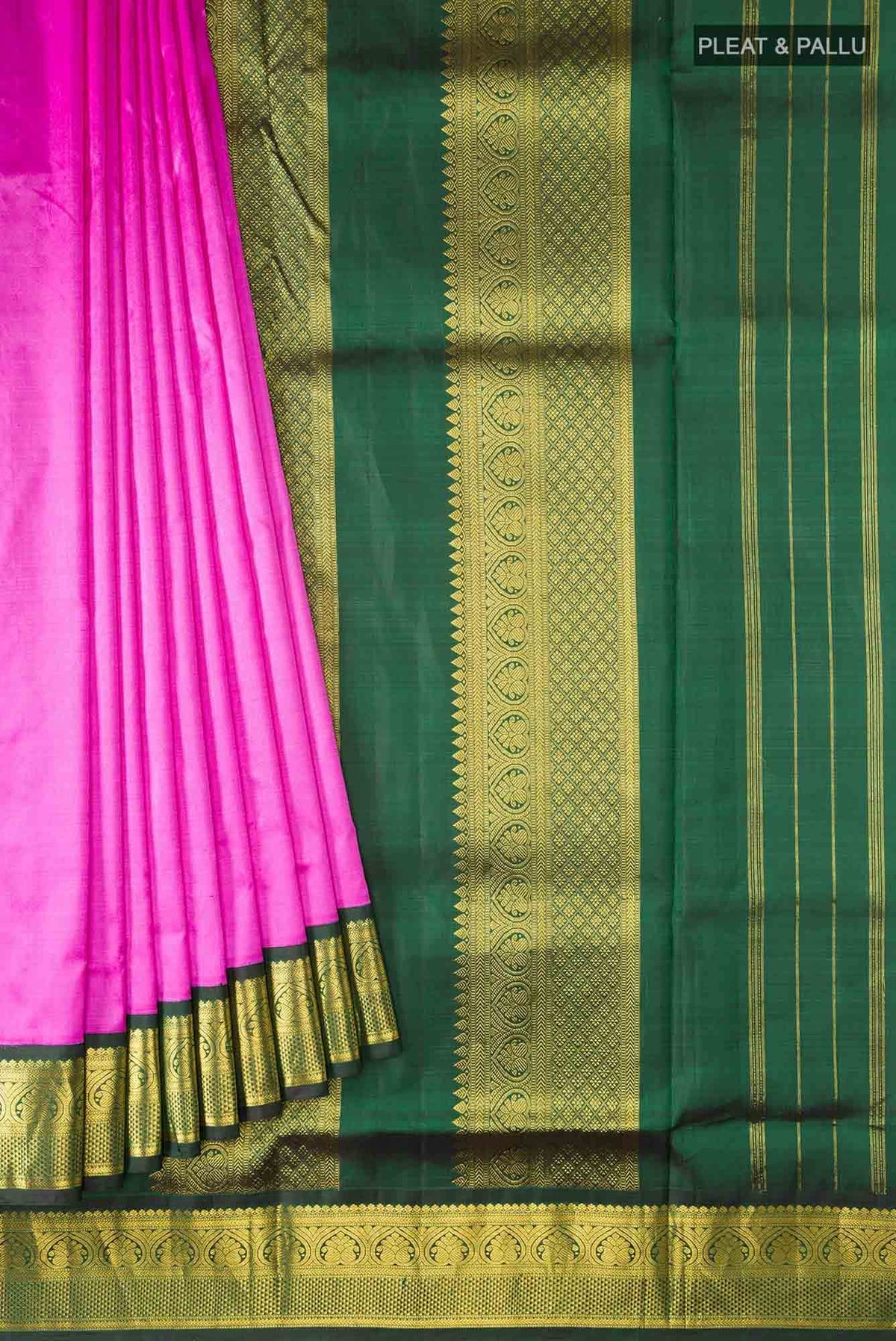 Light Magenta Kanchipuram Silk Nine Yards Saree