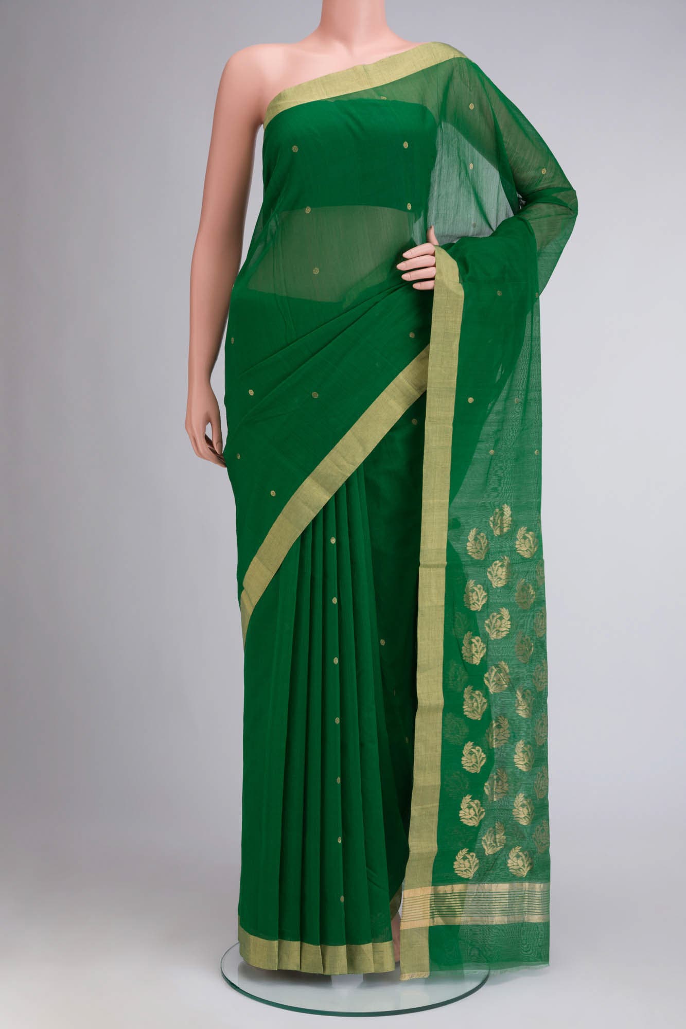 Green Chanderi Silk Cotton Saree