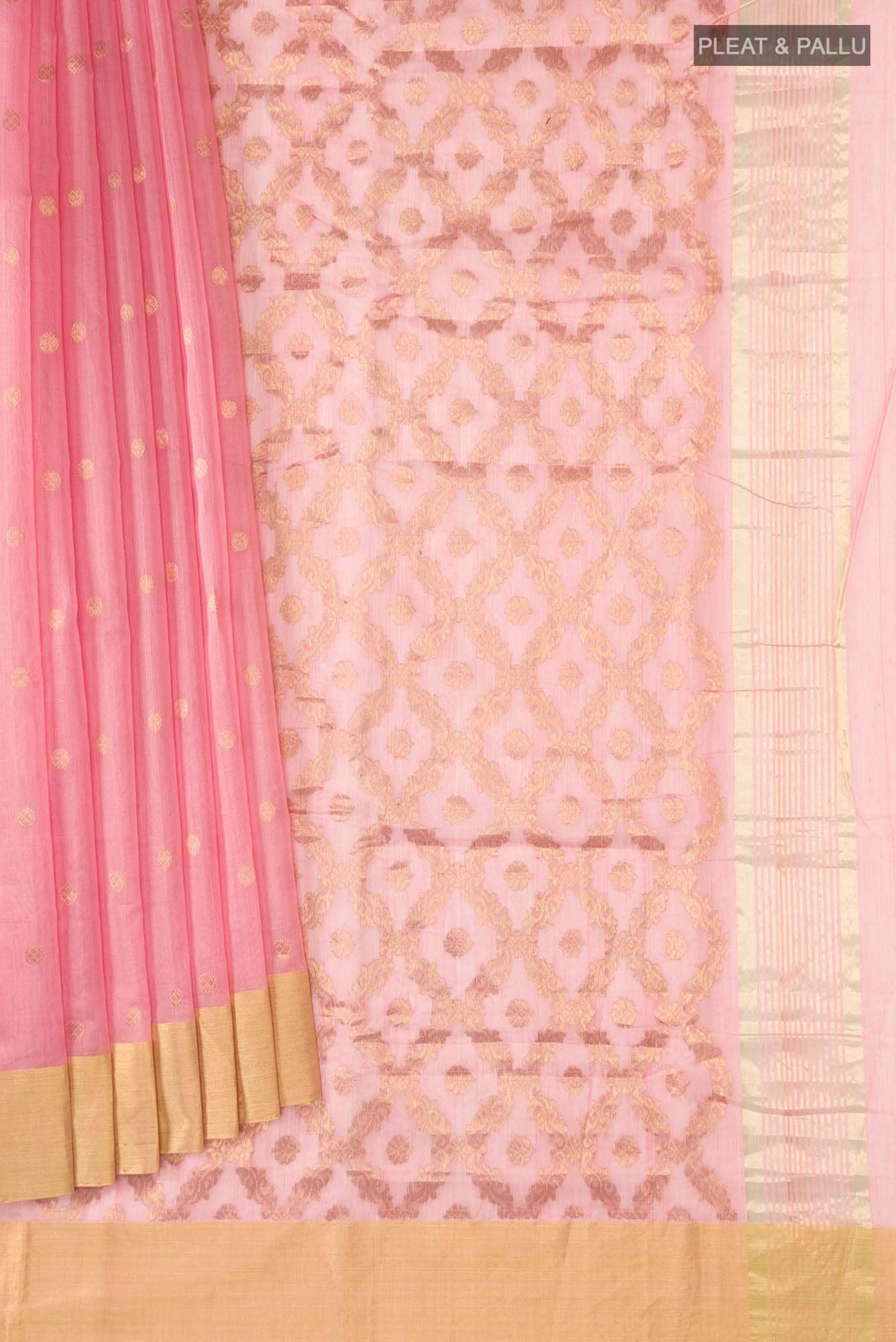 Coral Chanderi Silk Cotton Saree