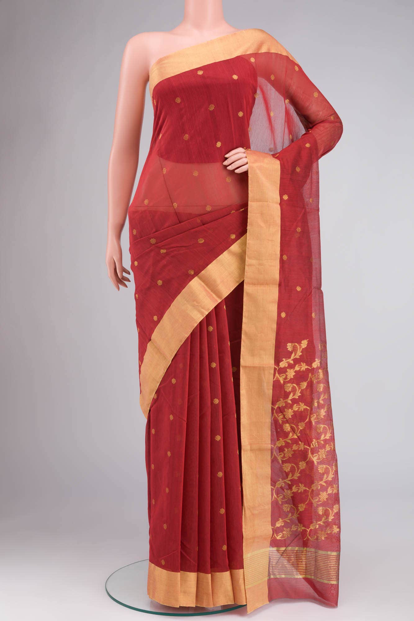 Red Chanderi Silk Cotton Saree