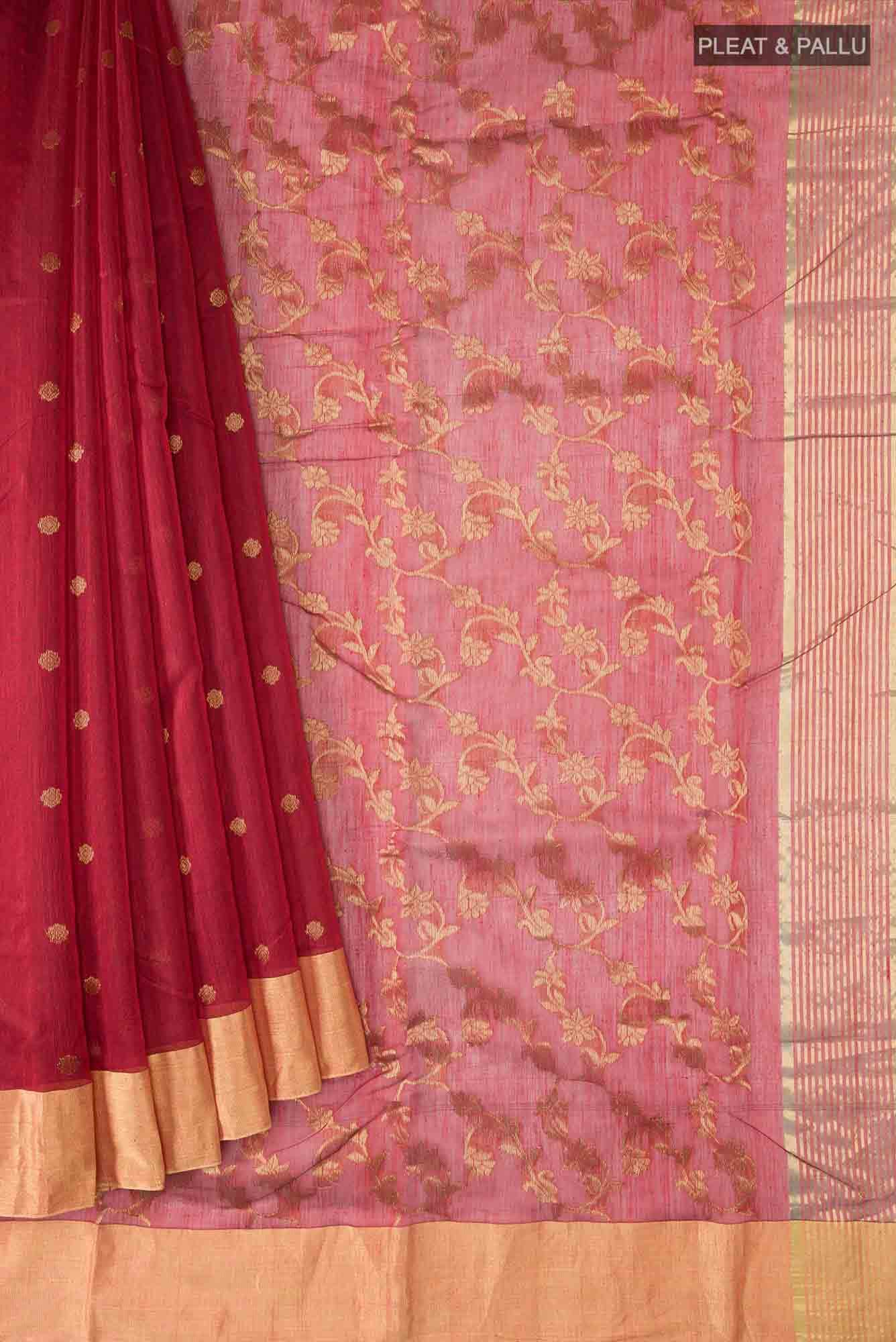 Red Chanderi Silk Cotton Saree