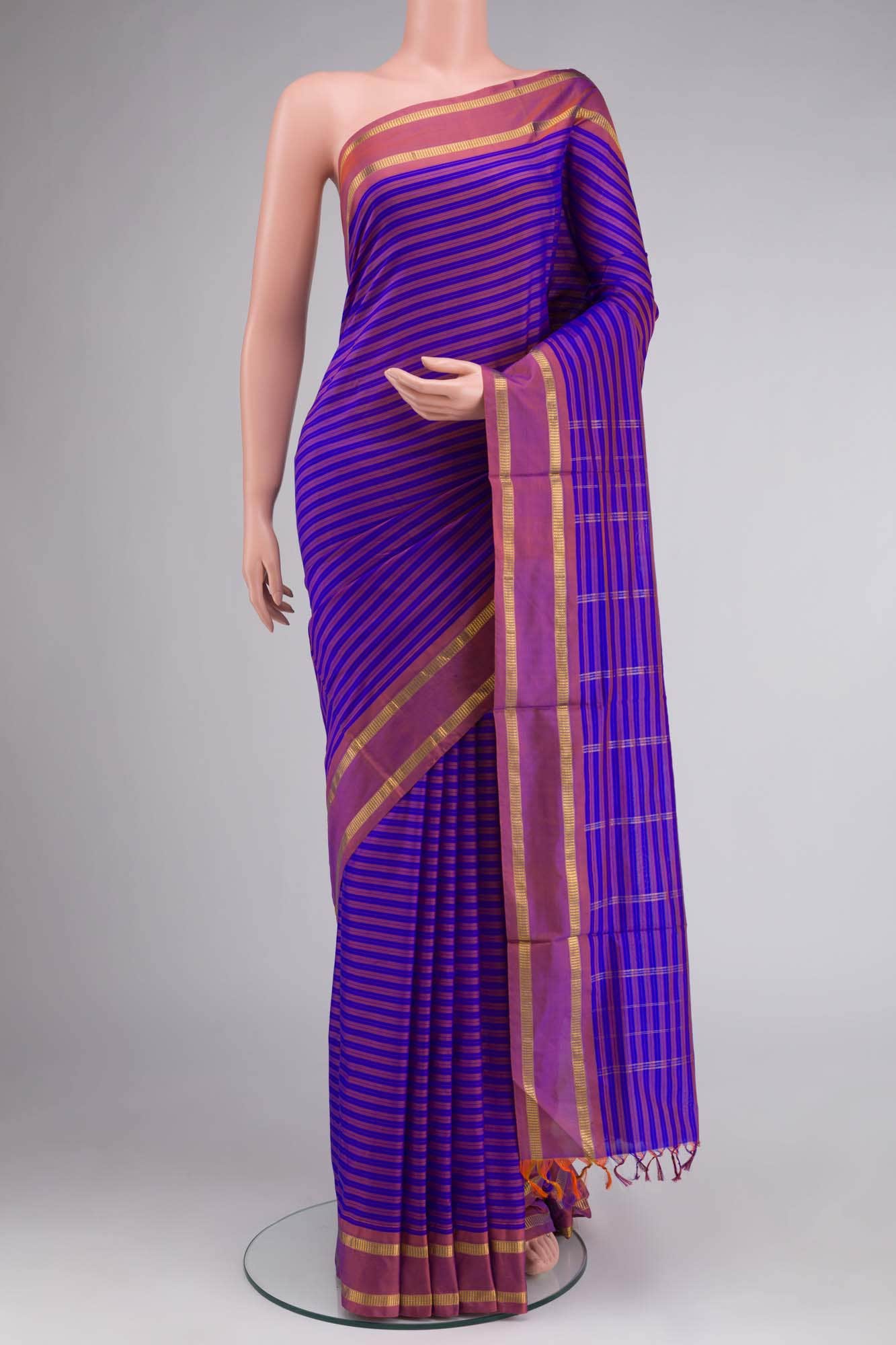 Blue Kanchipuram Silk Nine Yards Saree