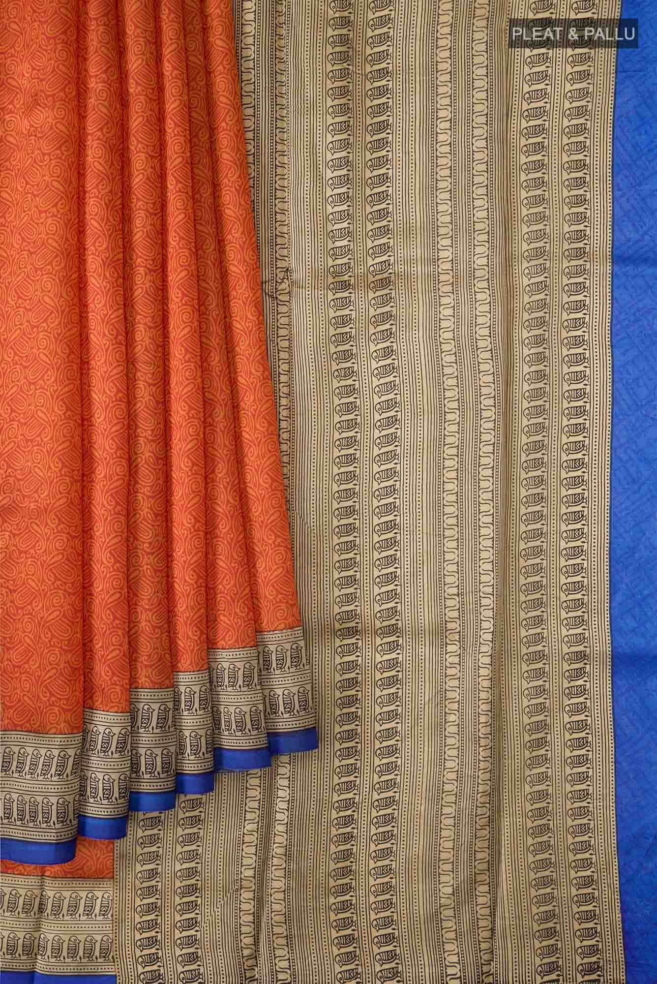 Orange Bangalore Silk Saree