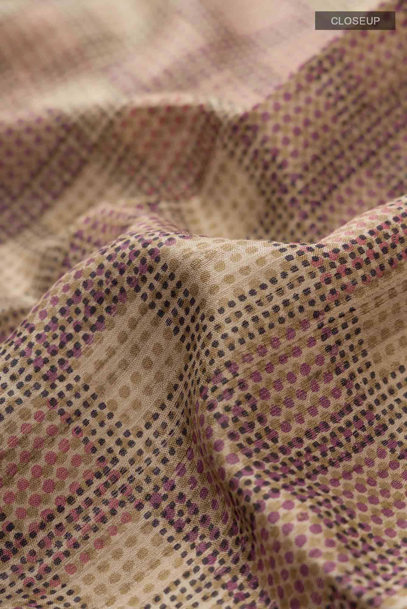 Beige Tussar Silk Saree