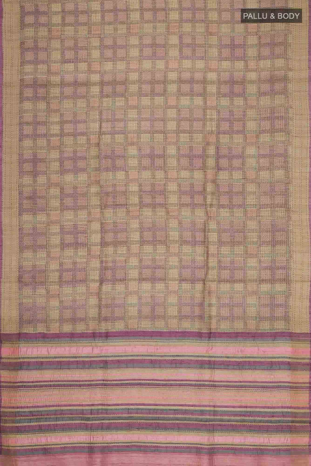 Beige Tussar Silk Saree