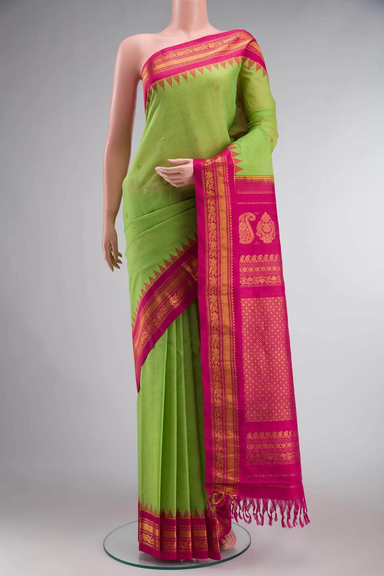 Green Gadwal Silk Cotton Saree