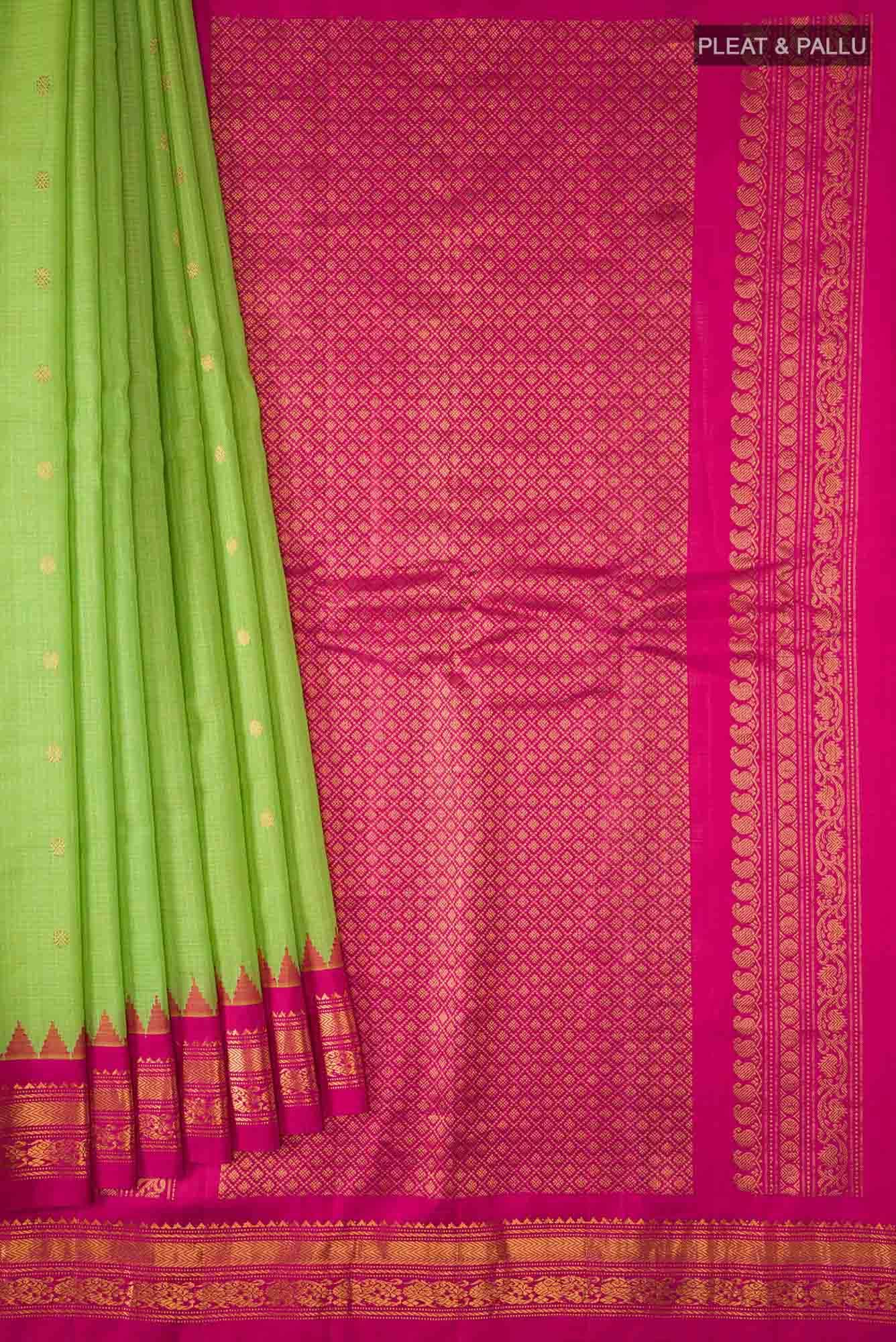 Green Gadwal Silk Cotton Saree