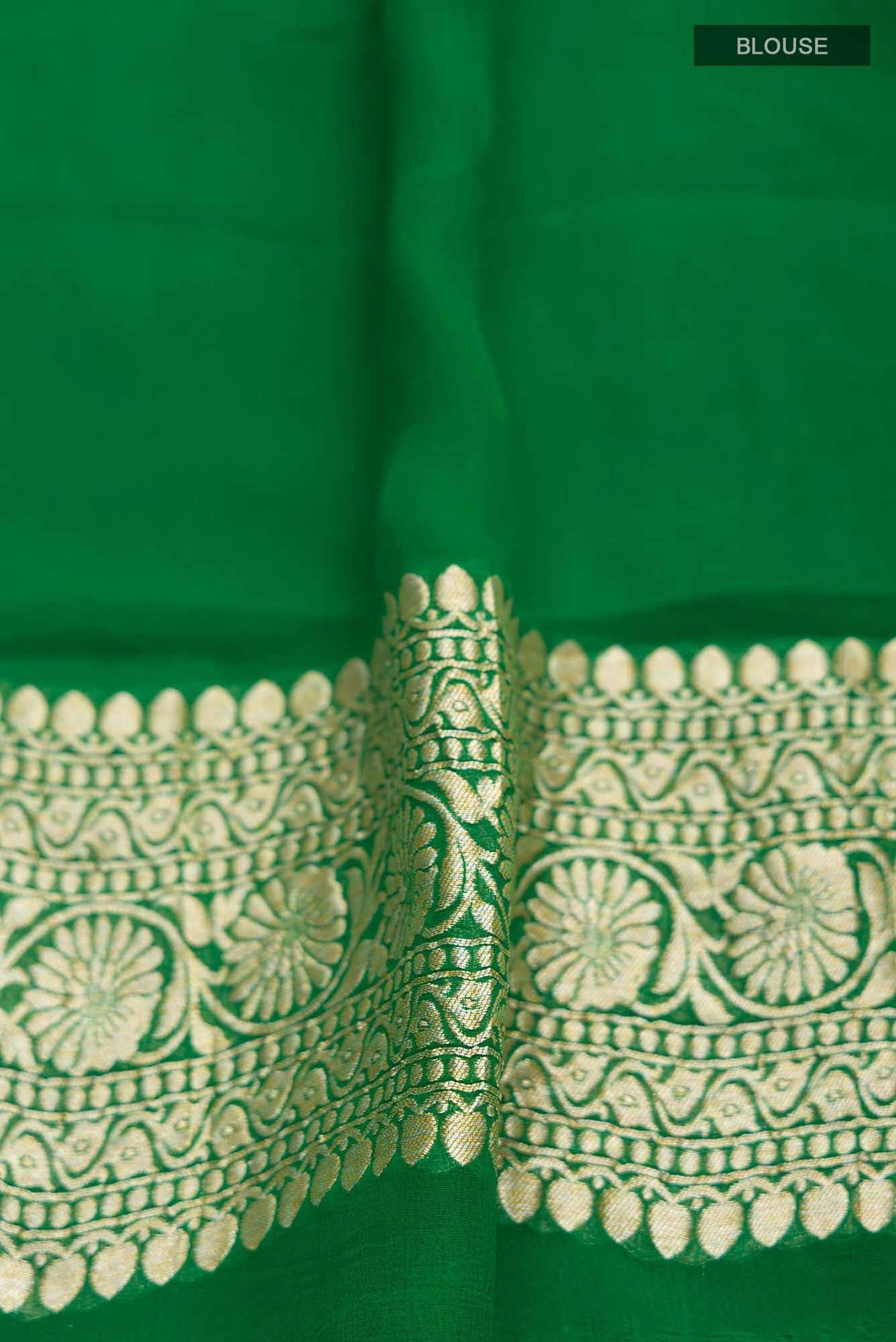 Green Banarasi Georgette Saree