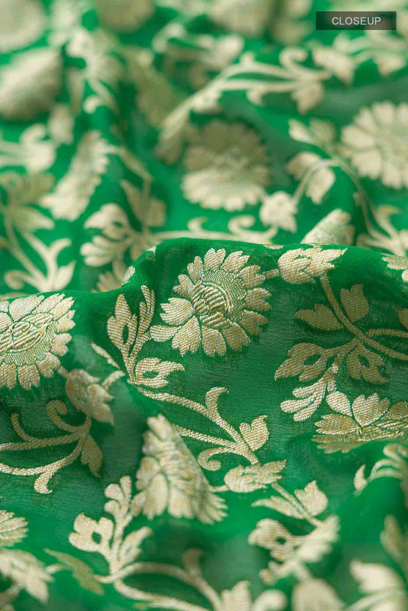 Green Banarasi Georgette Saree