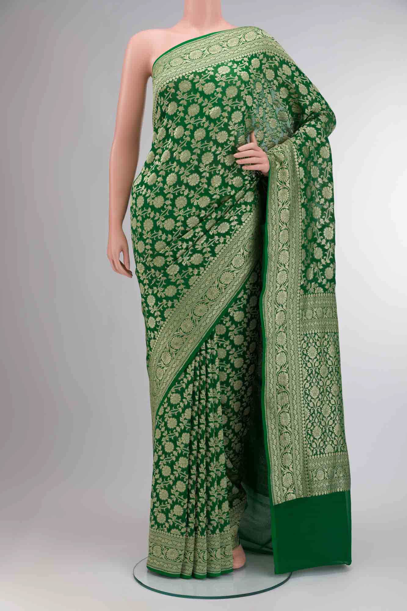 Green Banarasi Georgette Saree