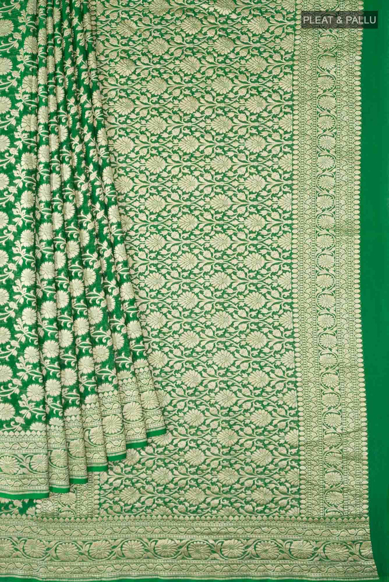 Green Banarasi Georgette Saree