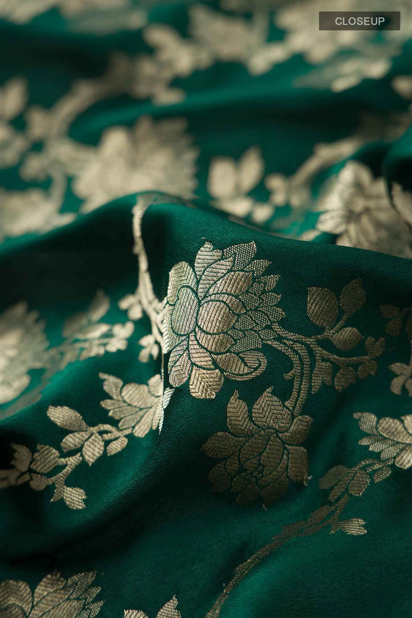 Green Mysore Crepe Saree