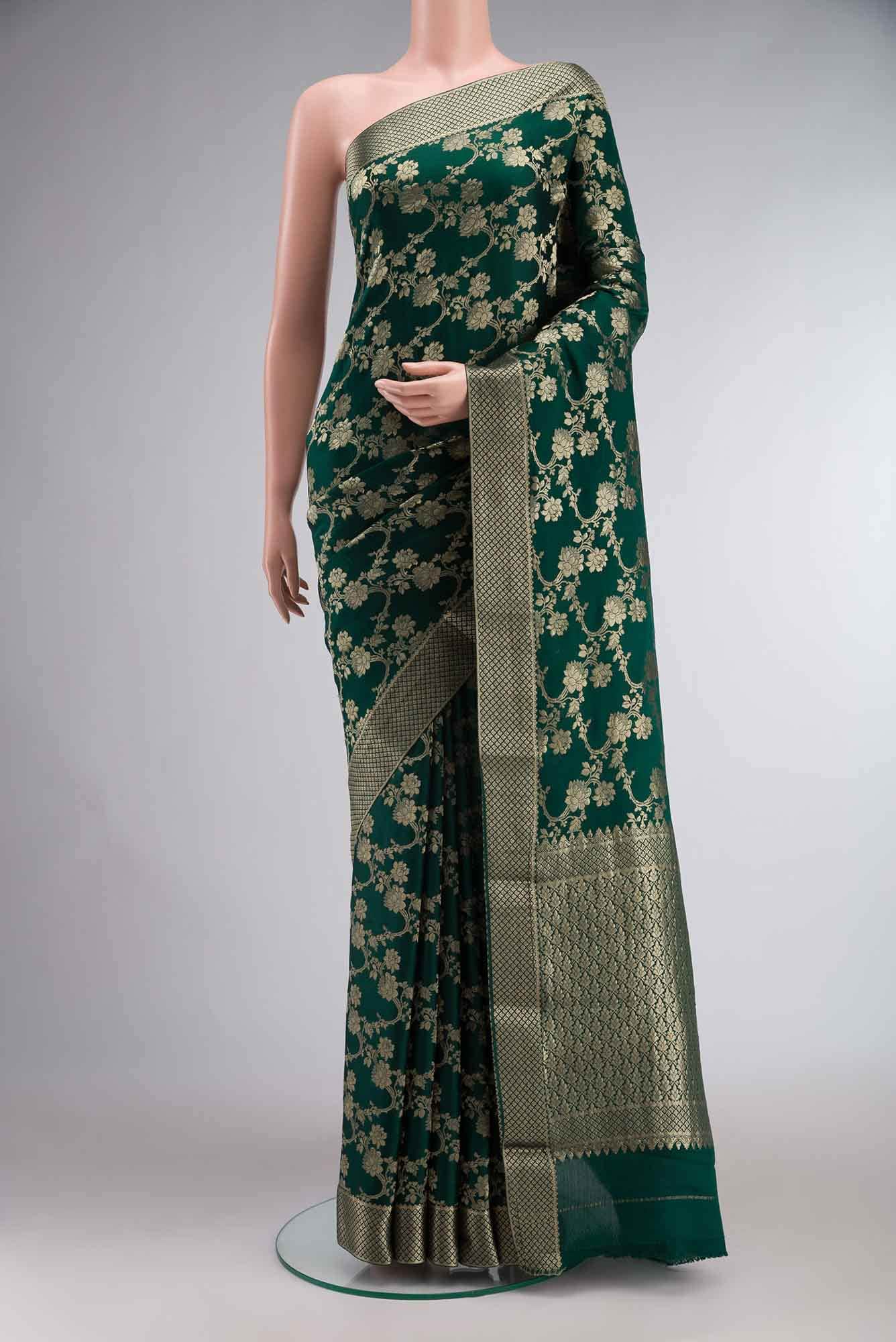 Green Mysore Crepe Saree