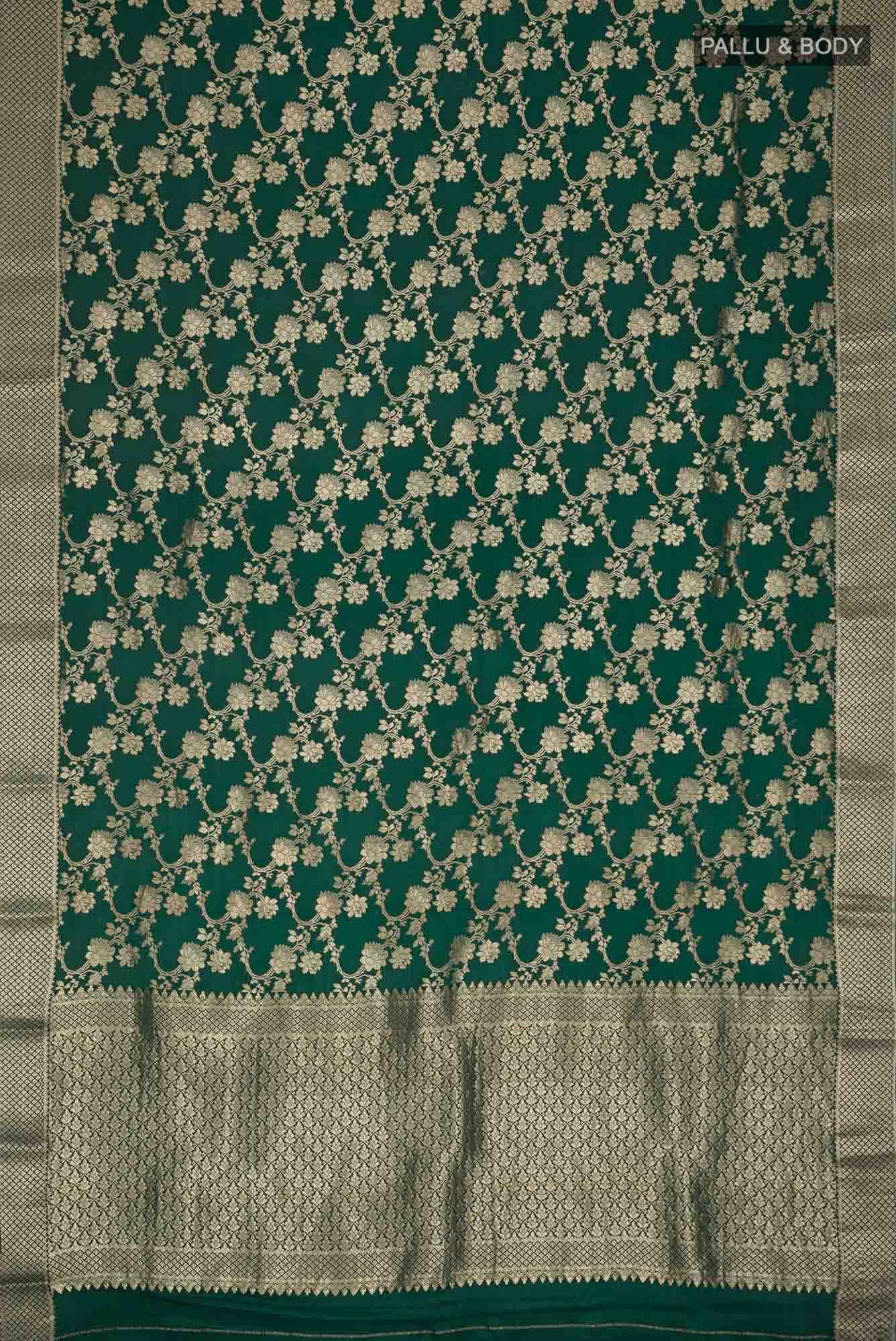 Green Mysore Crepe Saree