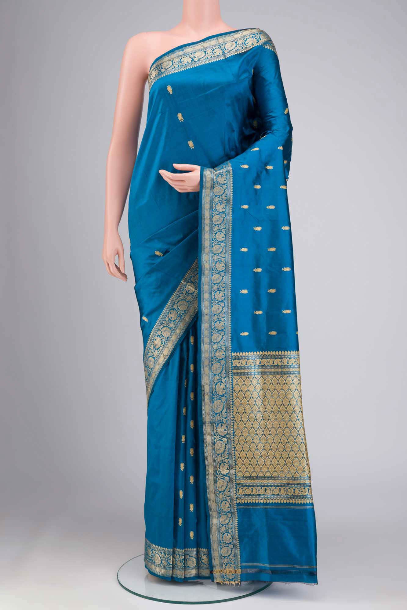 Blue Banarasi Katan Silk Saree