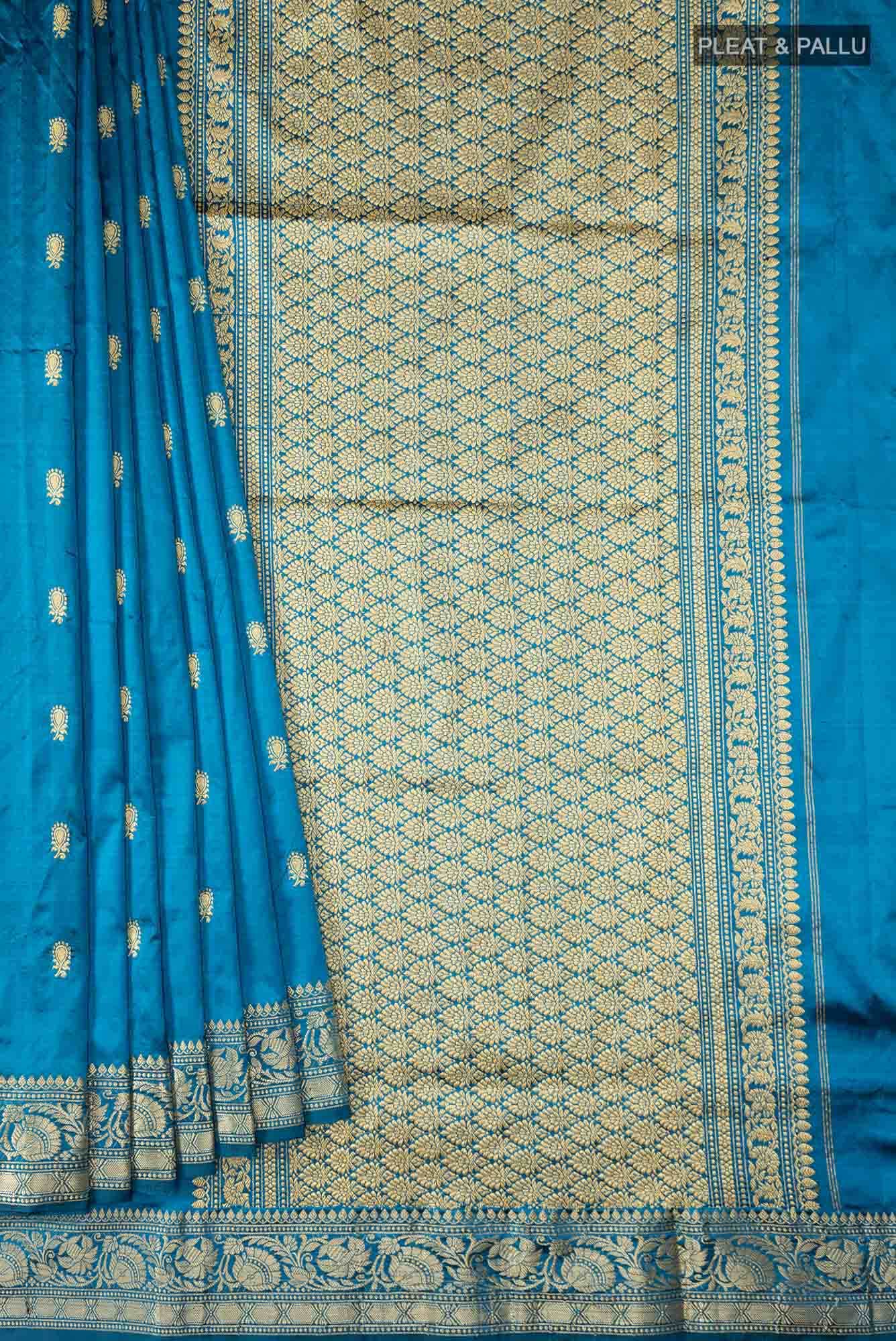 Blue Banarasi Katan Silk Saree