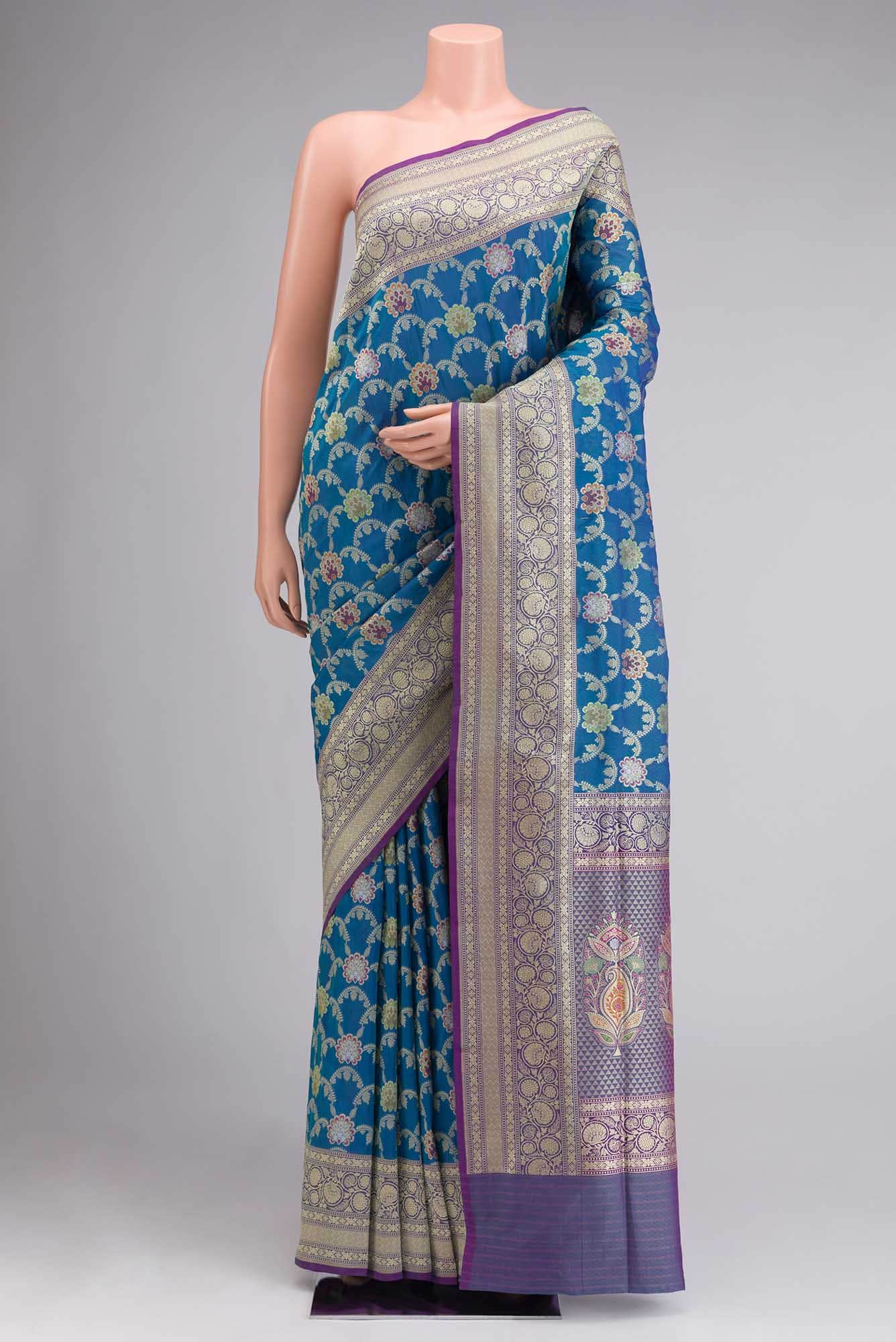 Blue Banarasi Silk Saree