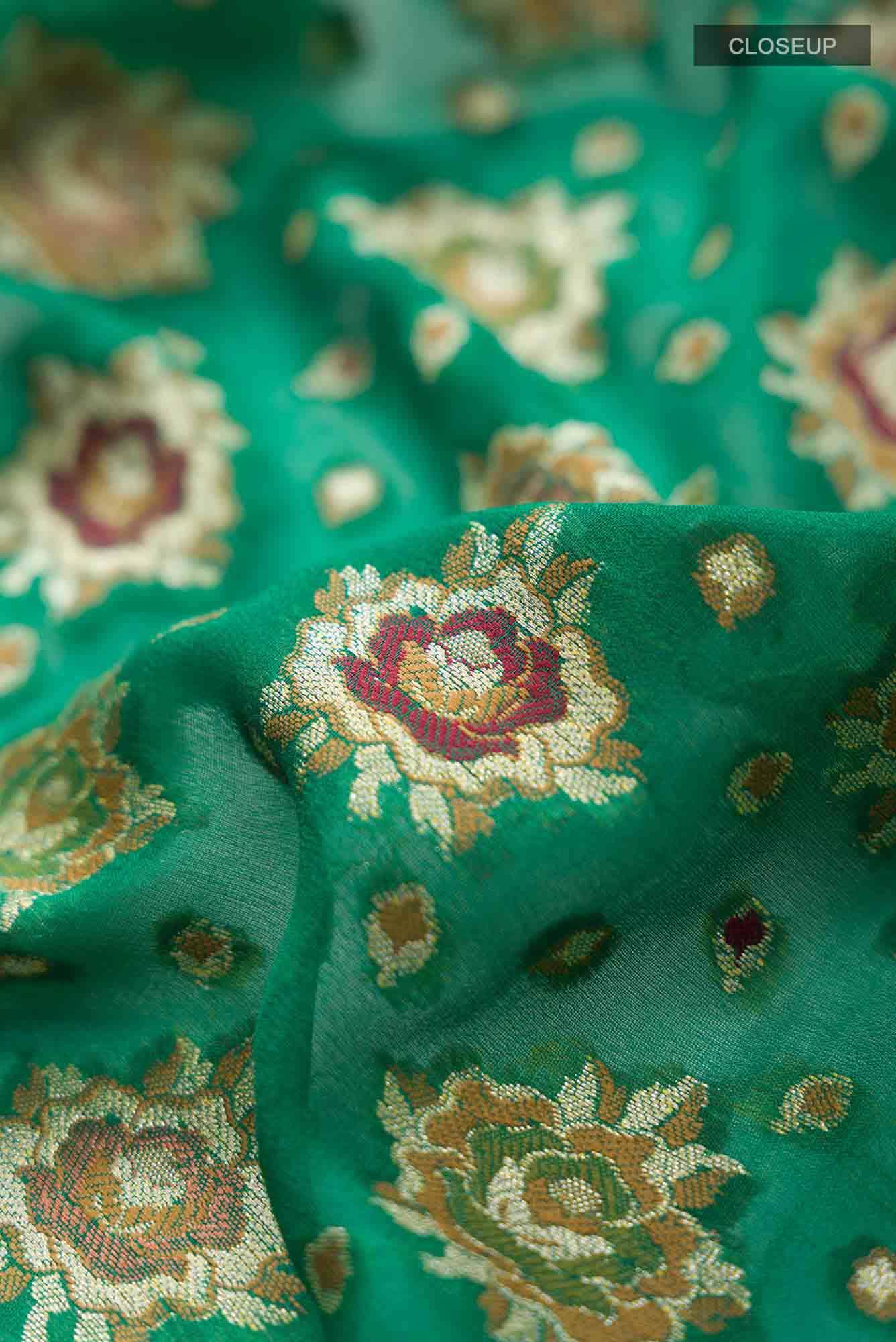 Green Banarasi Georgette Saree