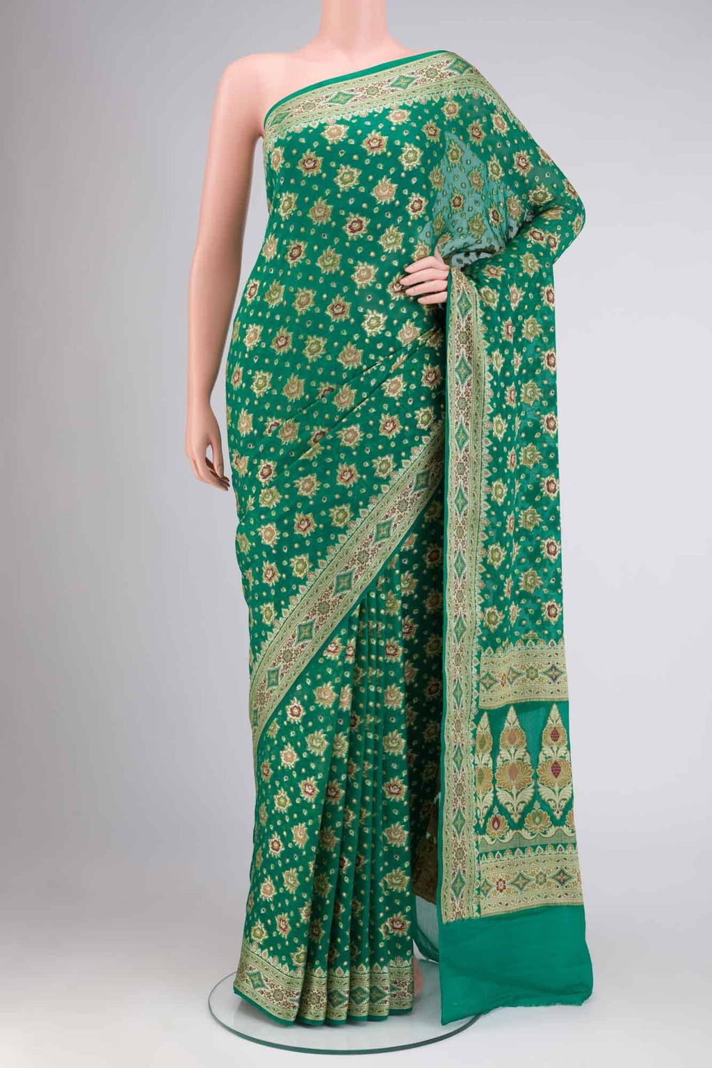 Green Banarasi Georgette Saree