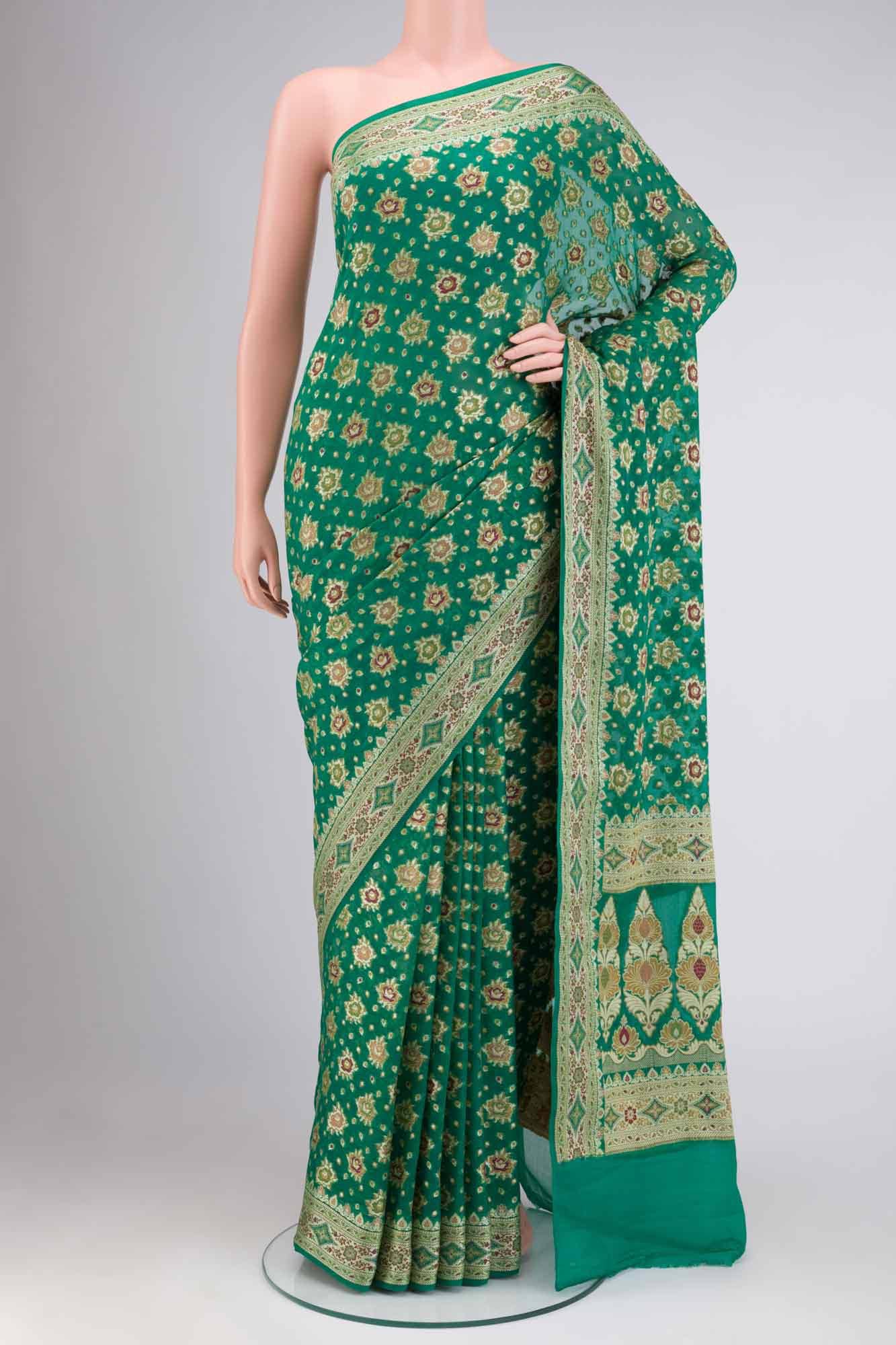 Green Banarasi Georgette Saree