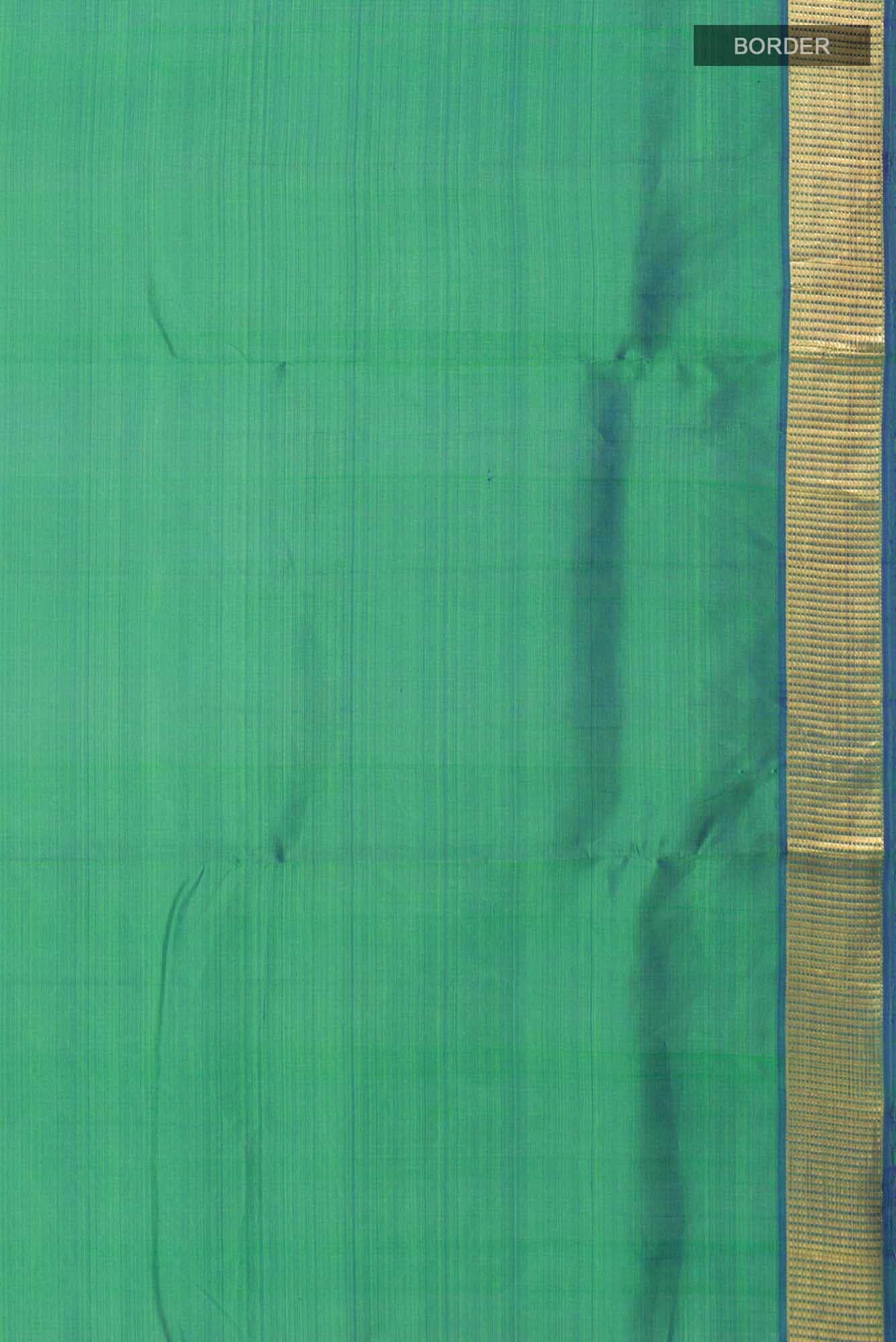 Green Blue Dual Tone Kanchipuram Silk Nine Yards Saree