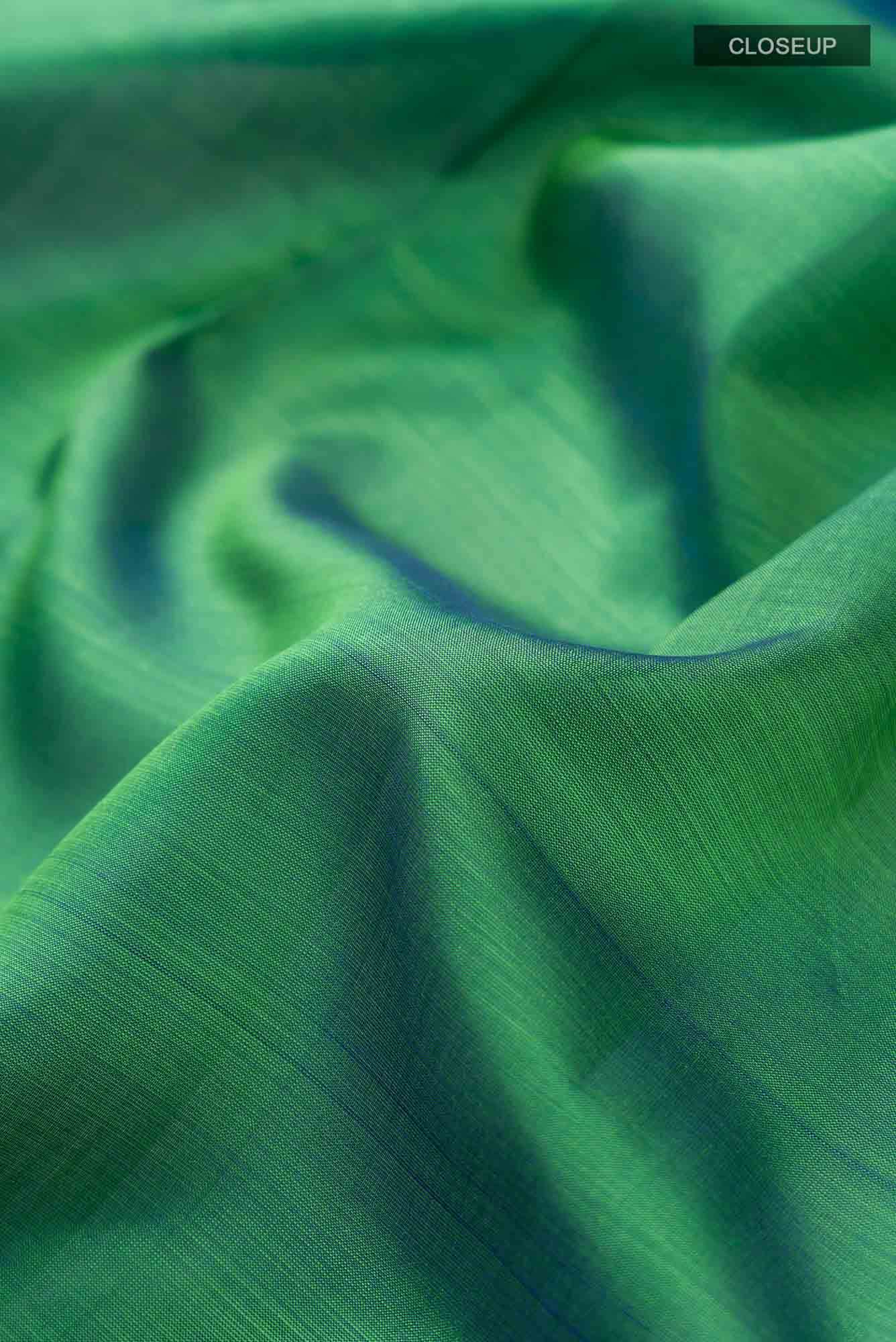 Green Blue Dual Tone Kanchipuram Silk Nine Yards Saree