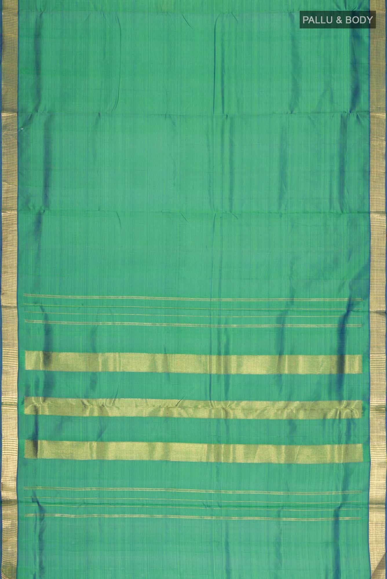 Green Blue Dual Tone Kanchipuram Silk Nine Yards Saree
