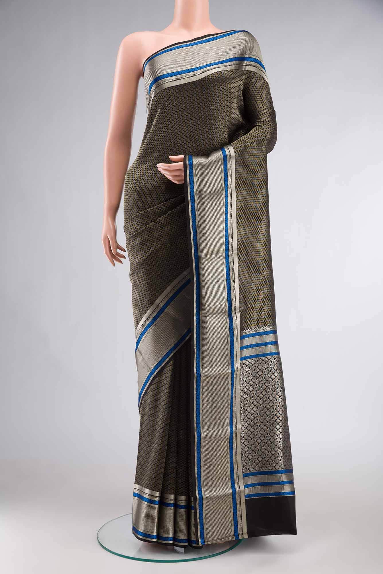 Black Mysore Crepe Saree