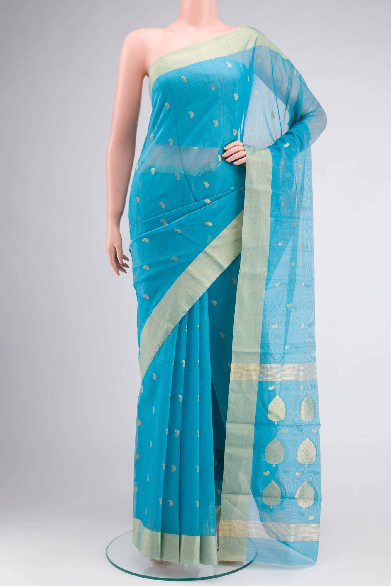 Blue Chanderi Silk Cotton Saree
