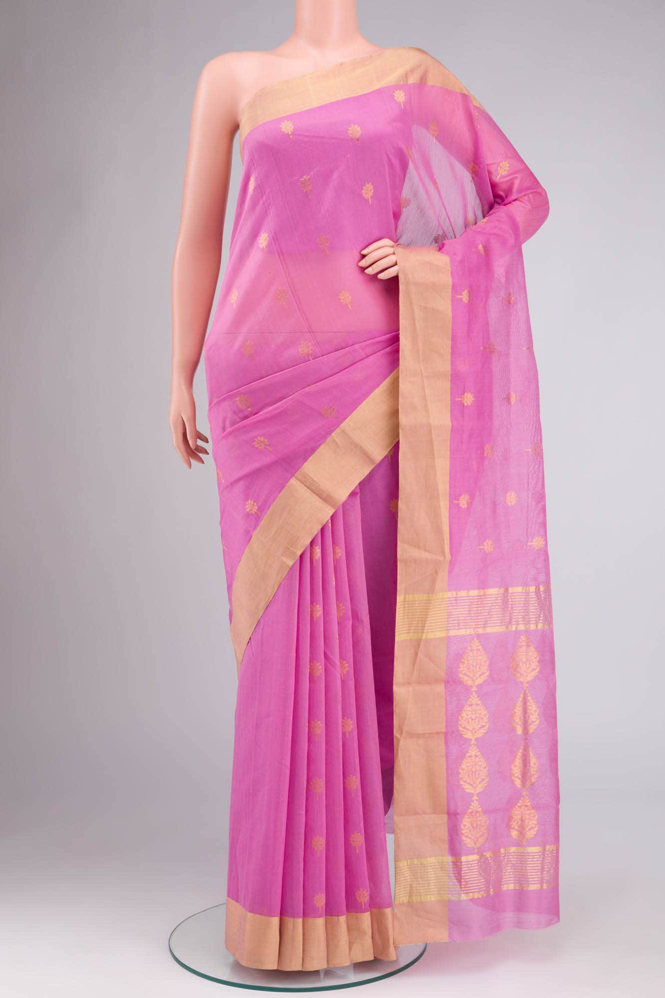 Pink Chanderi Silk Cotton Saree
